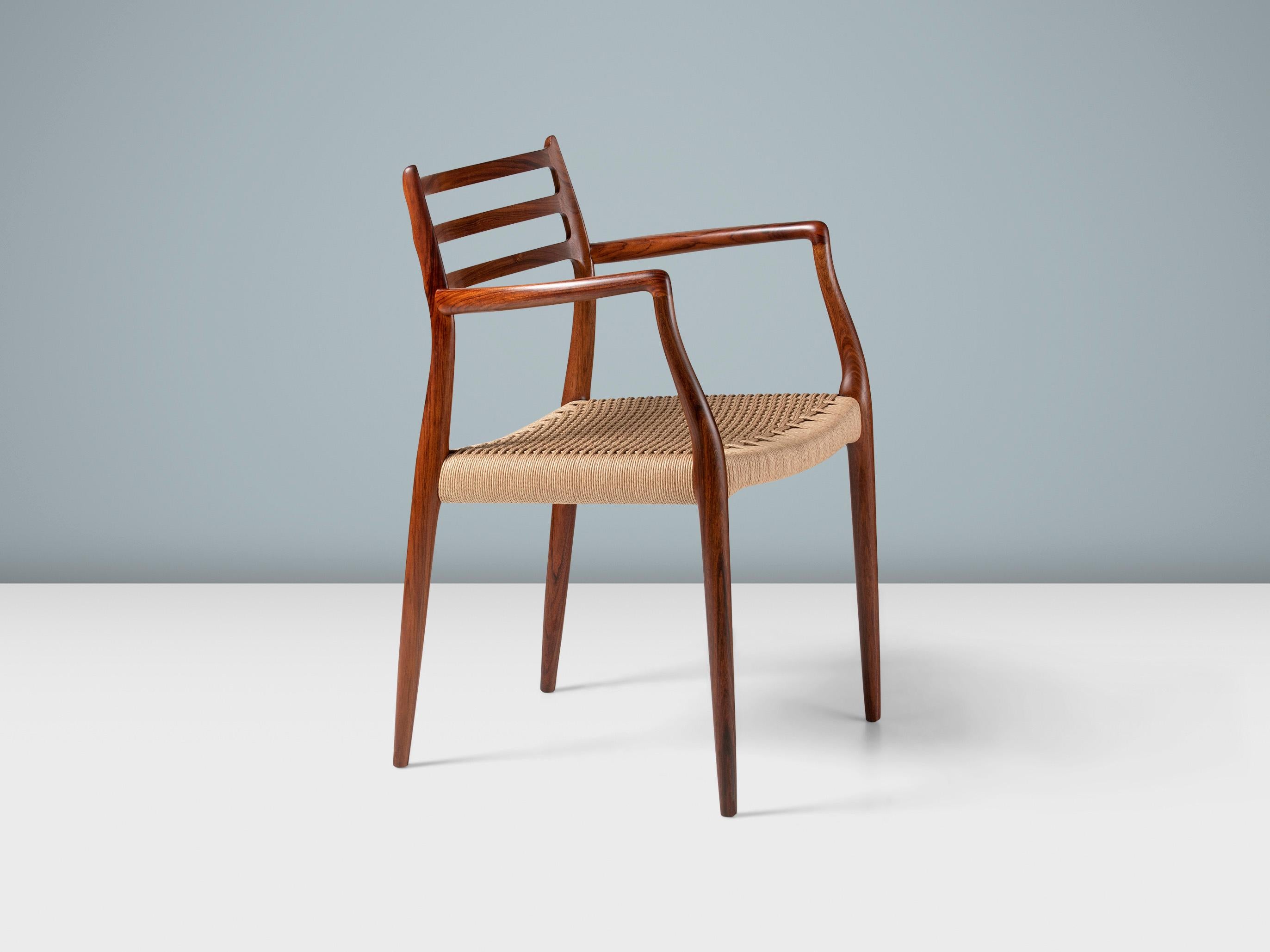 Niels Moller Model 62 Armchair, Rosewood & Papercord, 1960s In Excellent Condition For Sale In London, England