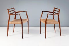 Niels Moller Model 62 Armchairs, Rosewood & Papercord, 1960s