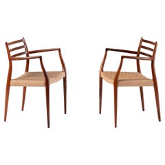 Niels Moller Model 62 Armchairs, Rosewood & Papercord, 1960s