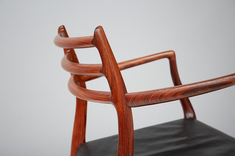 Leather Niels Moller Model 62 Chair, Rosewood