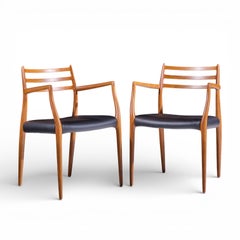 Niels Moller Model 62 Mid Century Danish Teak Captains Chairs - Pair