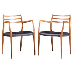 Niels Moller Model 62 Mid Century Danish Teak Captains Chairs - Pair