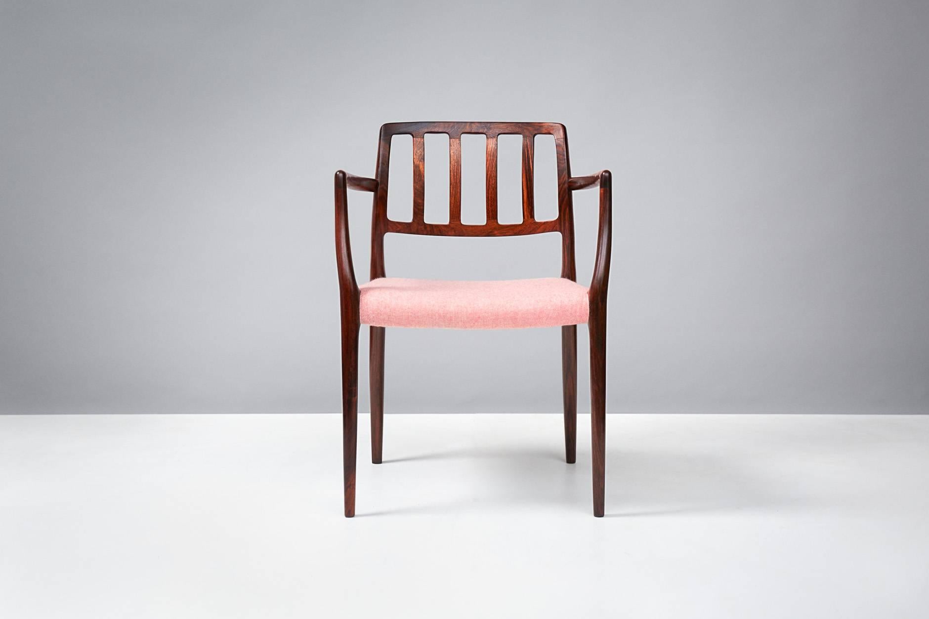 Niels Møller

Model 66 Armchair, 1974

Rosewood armchair designed by Niels Møller for JL Moller Mobelfabrik, Denmark, 1974. Seat reupholstered in new wool felt upholstery from Abraham Moon.

