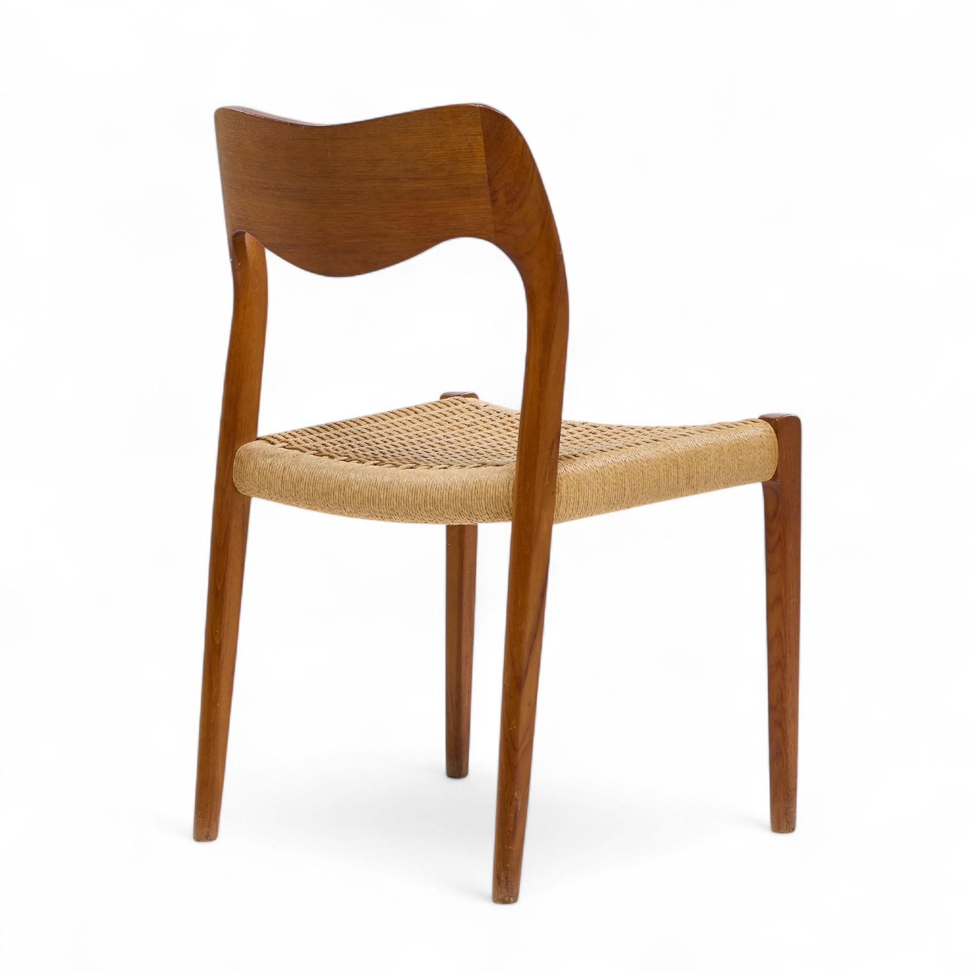 Niels Moller Model 71 Danish Teak and Paper Cord Dining Chairs - Set of 6 For Sale 4