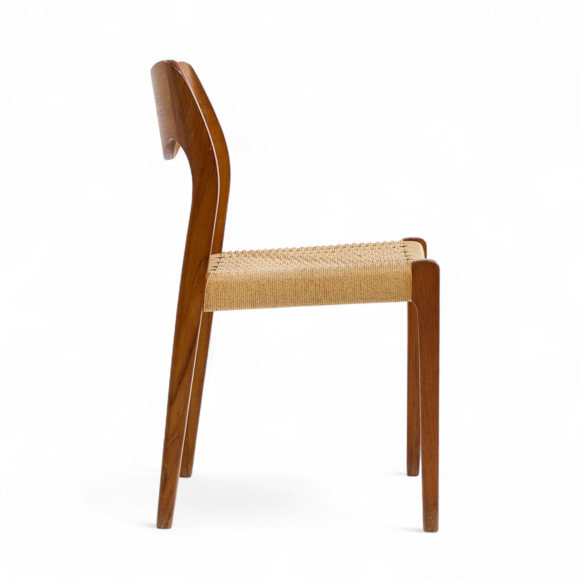 Niels Moller Model 71 Danish Teak and Paper Cord Dining Chairs - Set of 6 For Sale 5