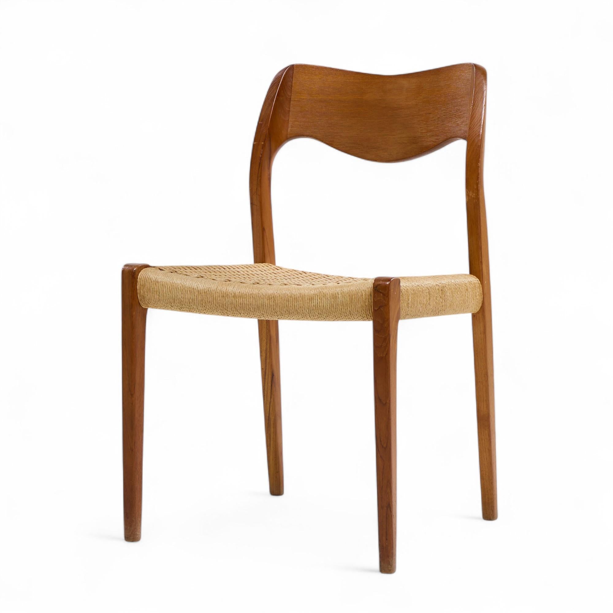 Papercord Niels Moller Model 71 Danish Teak and Paper Cord Dining Chairs - Set of 6 For Sale