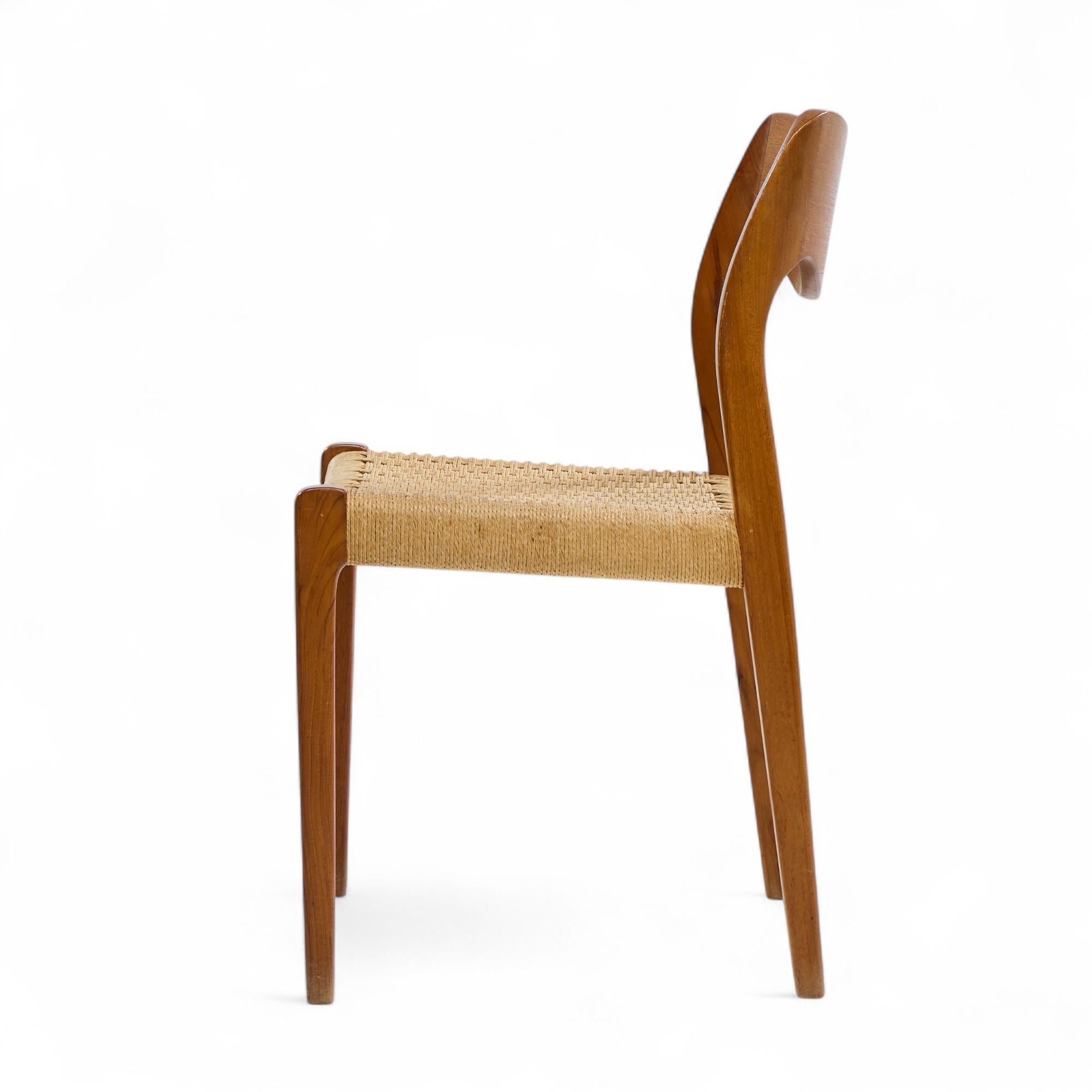 Niels Moller Model 71 Danish Teak and Paper Cord Dining Chairs - Set of 6 For Sale 1