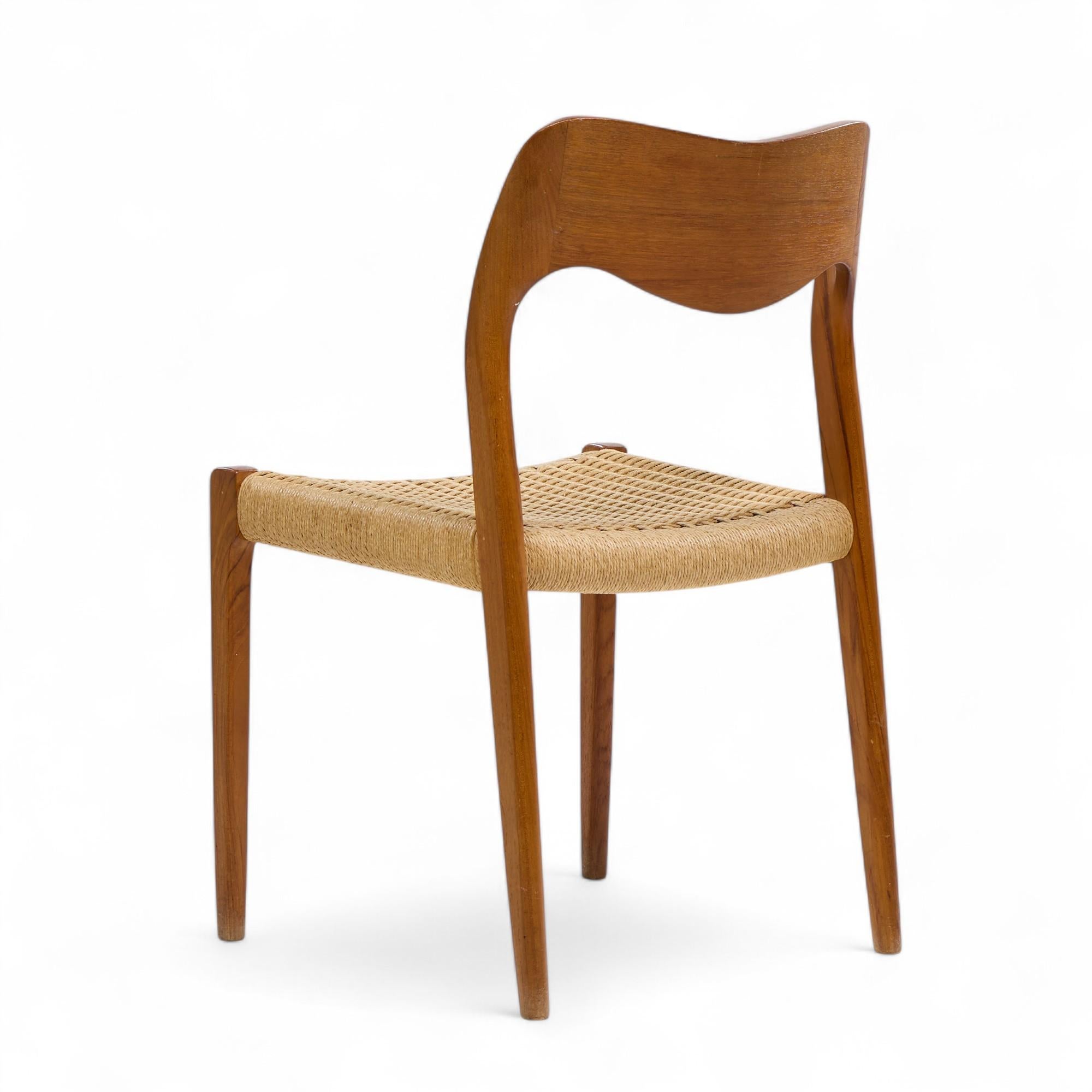 Niels Moller Model 71 Danish Teak and Paper Cord Dining Chairs - Set of 6 For Sale 2