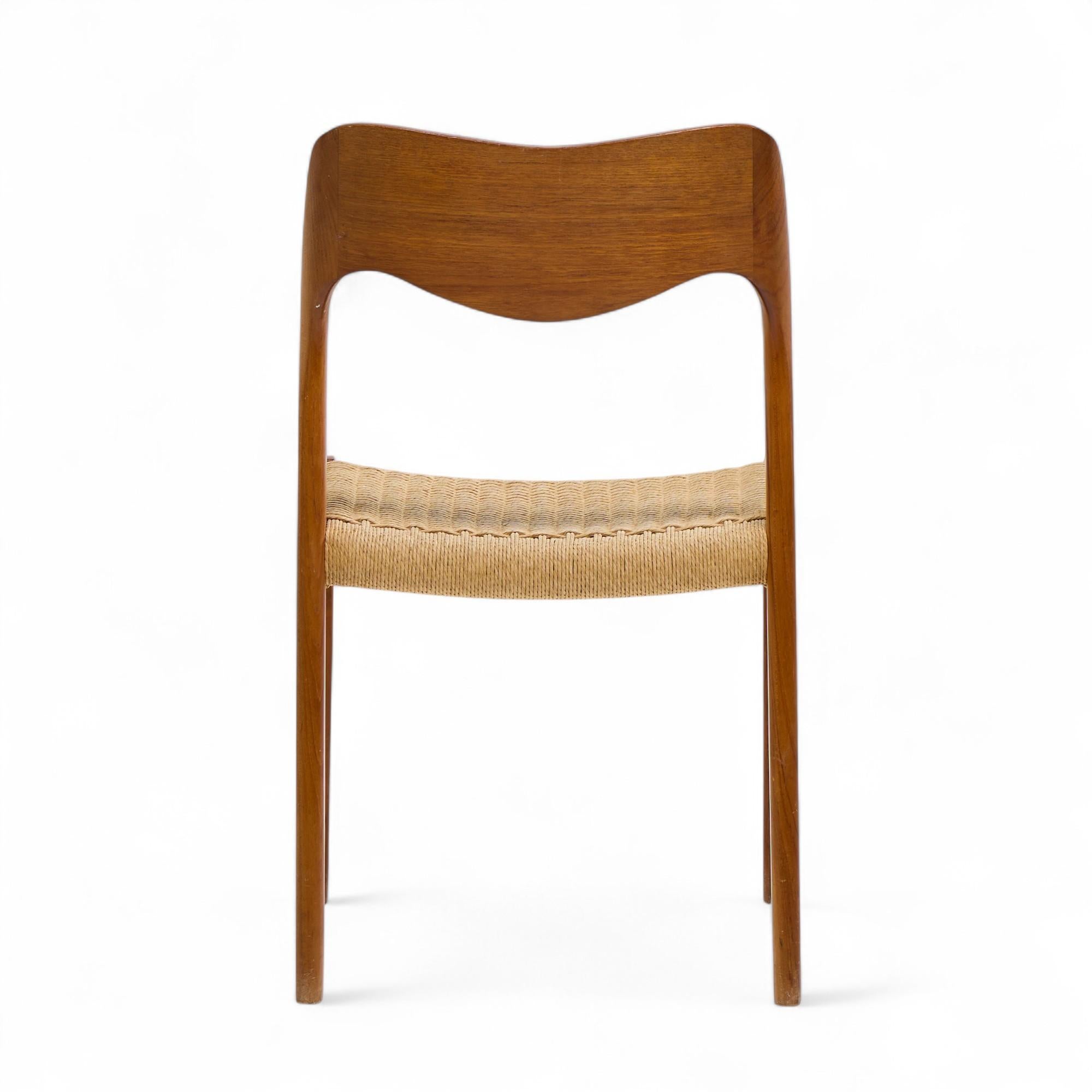 Niels Moller Model 71 Danish Teak and Paper Cord Dining Chairs - Set of 6 For Sale 3
