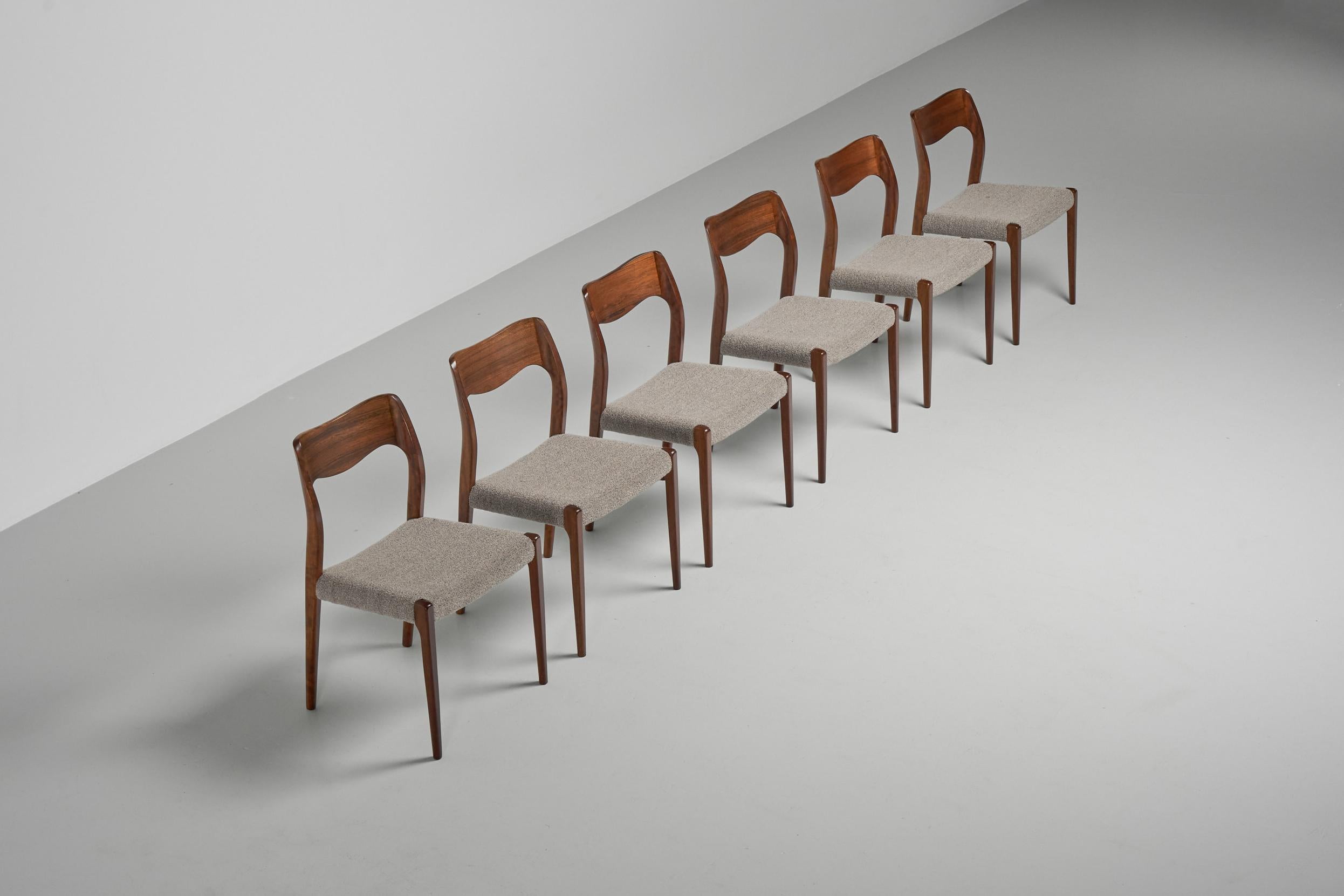 Scandinavian Modern Niels Moller Dining Chairs 6x, Denmark, 1951