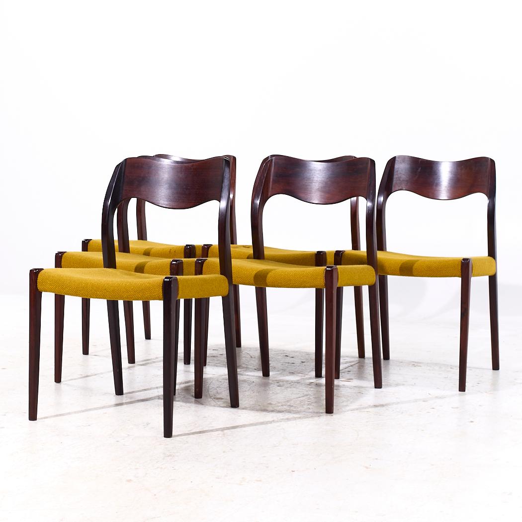 Niels Moller Modell 71 Dänische Palisander-Esszimmerstühle aus der Mitte des Jahrhunderts - 6er-Set (Moderne der Mitte des Jahrhunderts) im Angebot