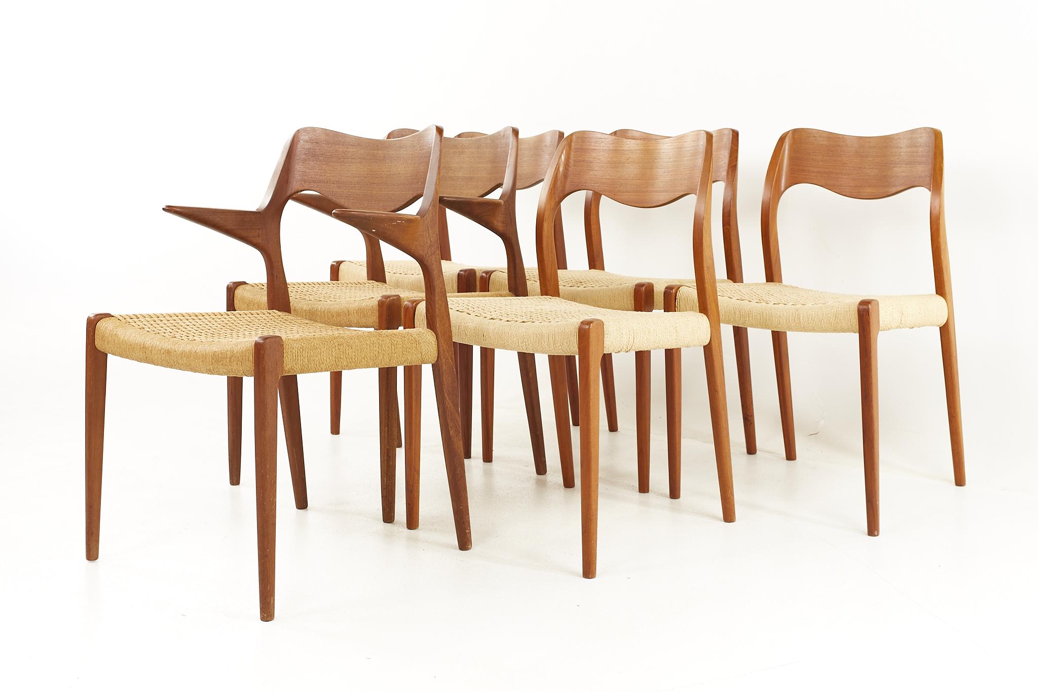 Mid-Century Modern Niels Moller Model 71 Mid Century Teak Dining Chairs, Set of 6