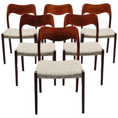 Niels Moller Model 71 Rosewood Dining Chairs 6, Denmark, 1951