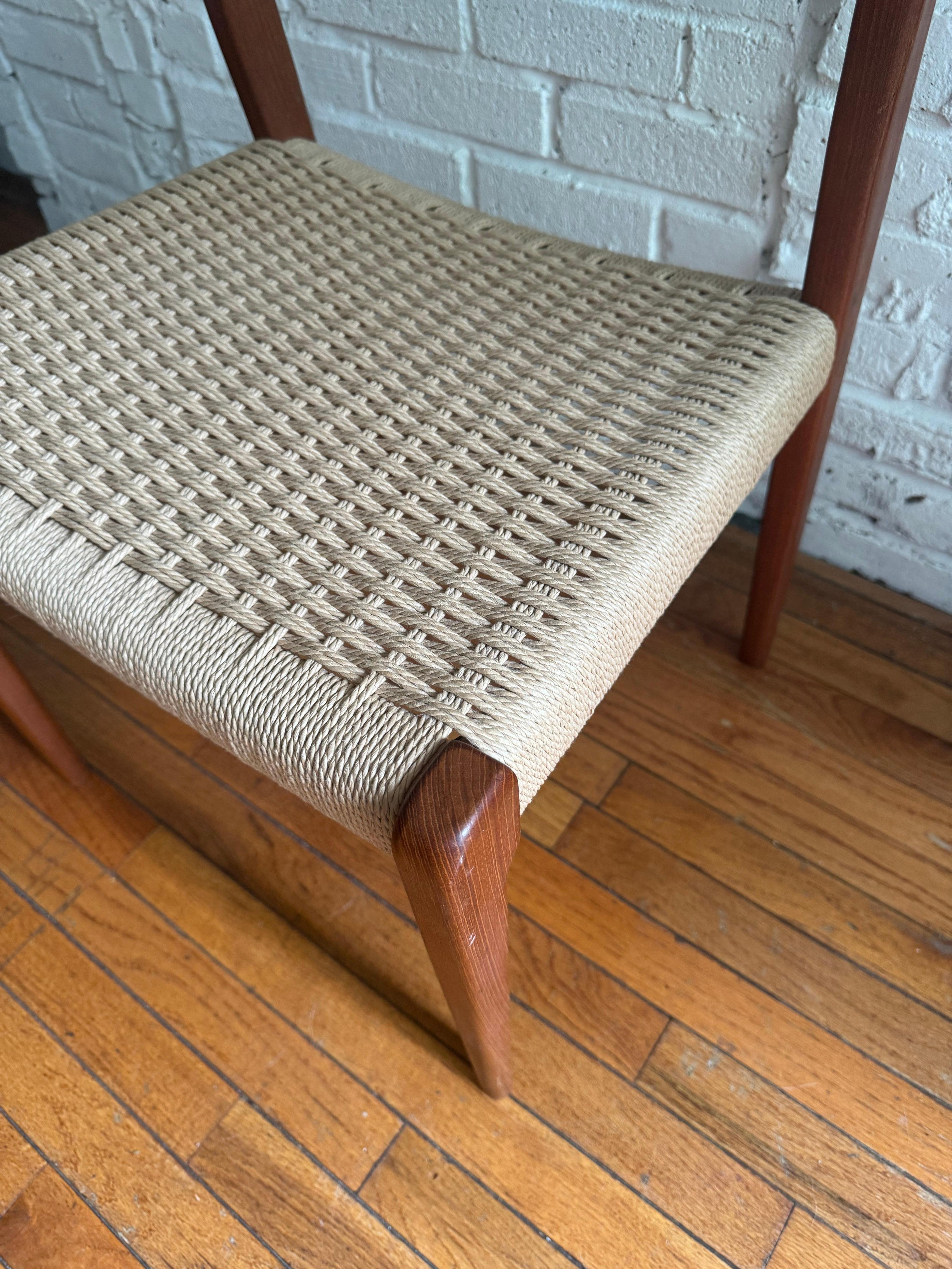 Woven Niels Moller Model 71 Teak & Danish Cord Dining Chair, 1960's