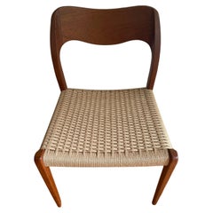 Silla de comedor Niels Moller Model 71 de teca y cuerda danesa, años 60