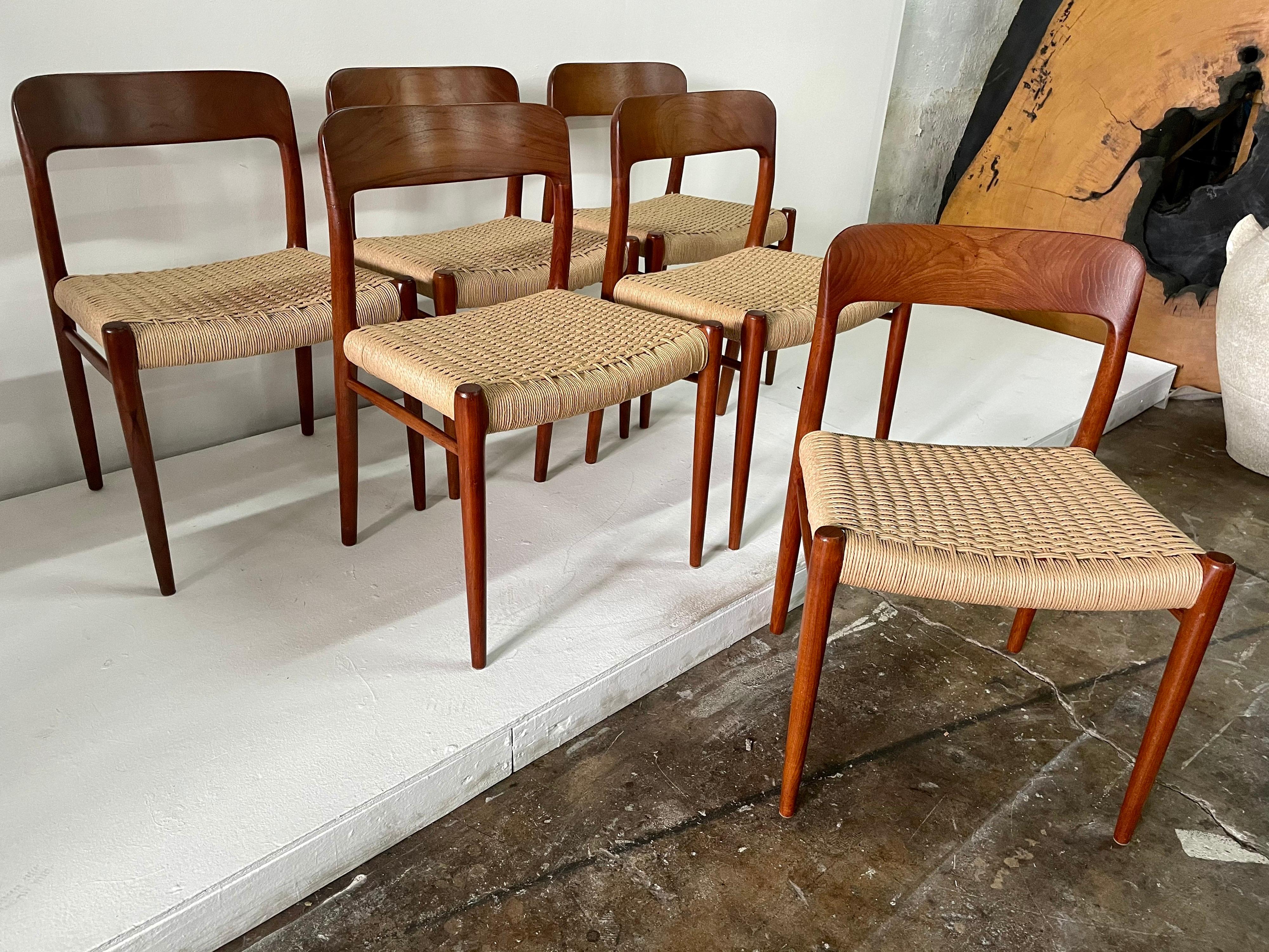 Niels Möller Model 75 Danish Teak Dining Chairs for J.L. Möllers, Set of 6 9