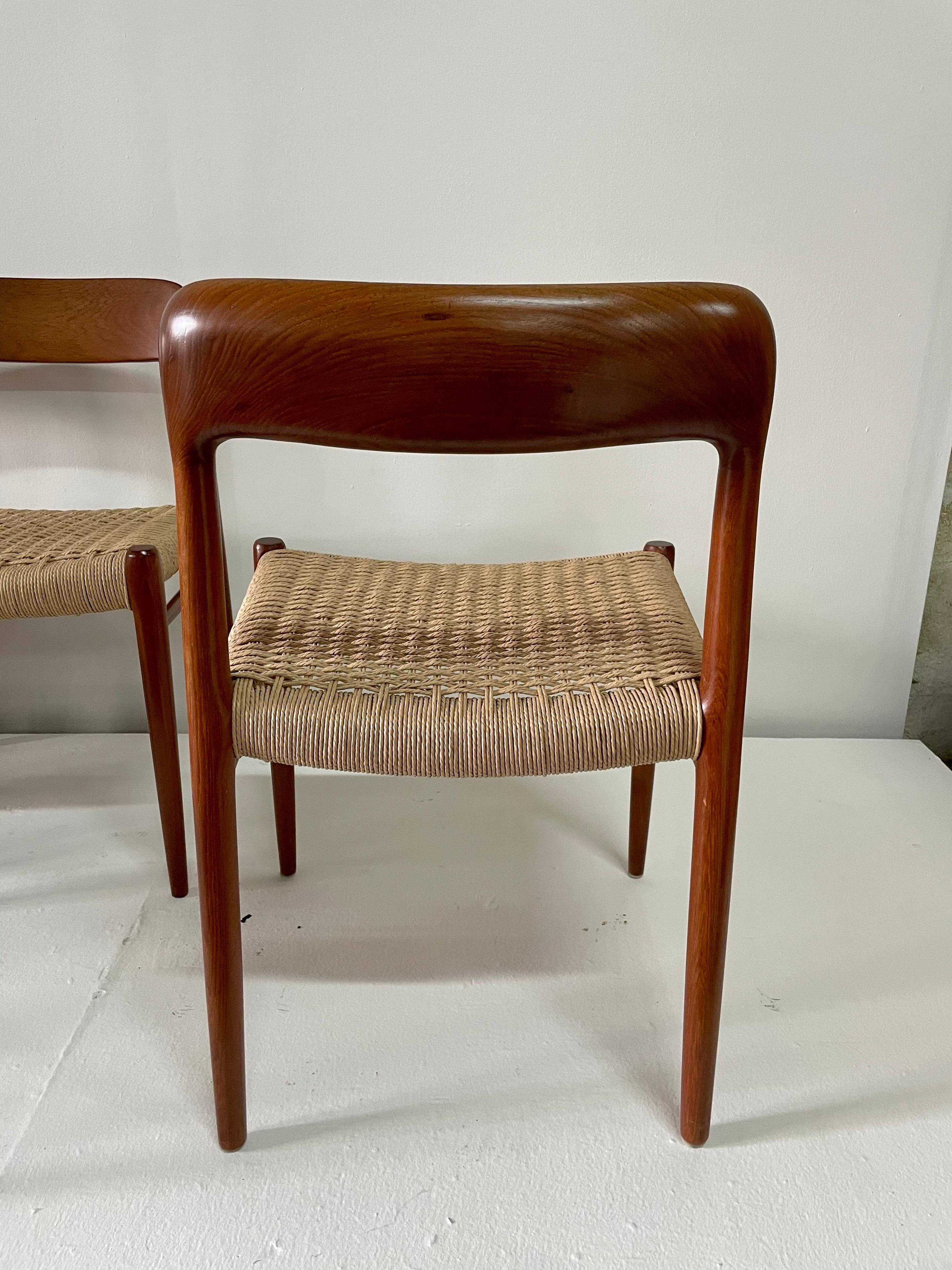 Niels Möller Model 75 Danish Teak Dining Chairs for J.L. Möllers, Set of 6 2