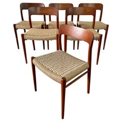 Niels Möller Model 75 Danish Teak Dining Chairs for J.L. Möllers, Set of 6