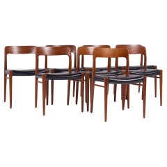 Niels Moller Model 75 Mid Century Danish Teak Dining Chairs - Set of 8