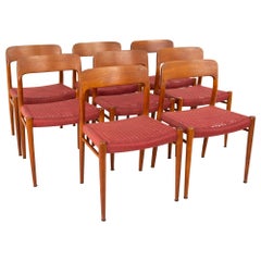 Niels Moller Model 75 Midcentury Dining Chairs, Set of 8