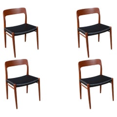 Niels Moller Model-75 Teak & Leather Dining Chairs
