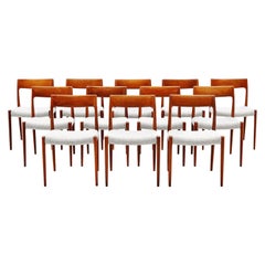 Niels Moller Model 77 Dining Chairs Teak Bouclé, Denmark, 1959