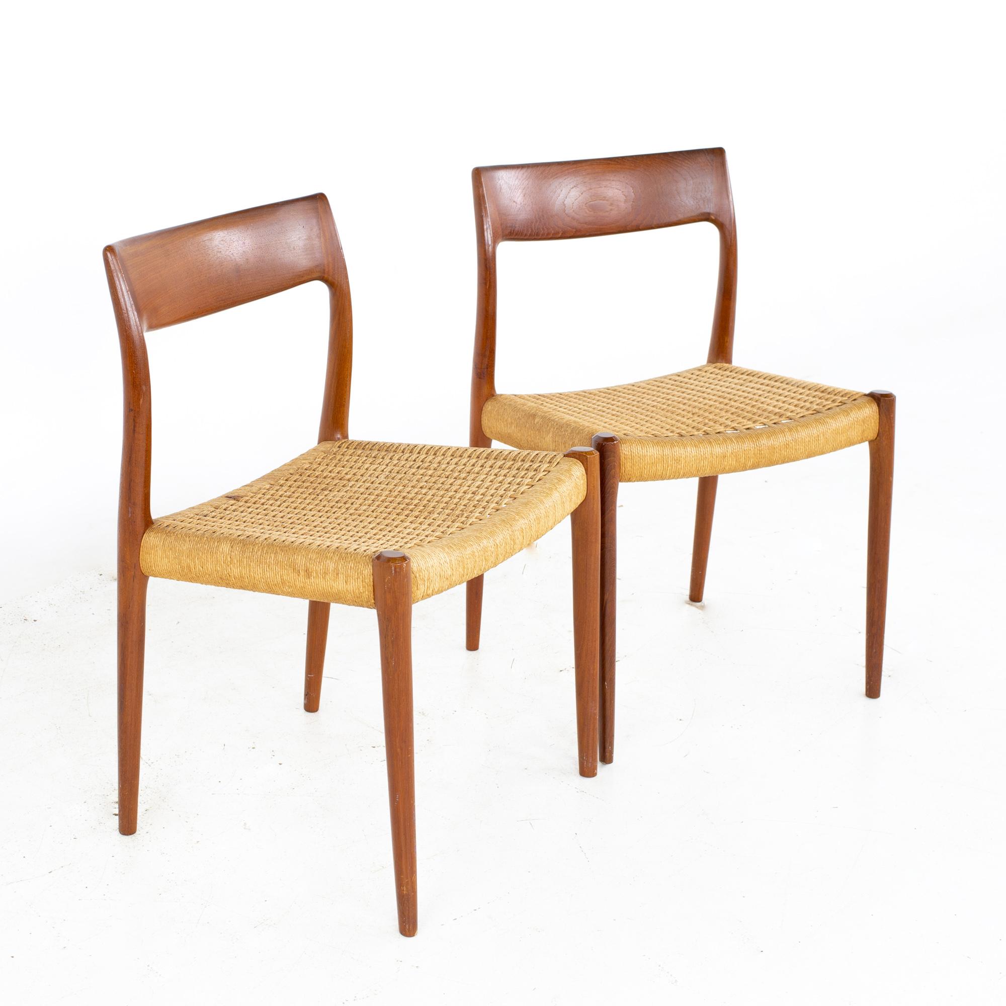 Niels Moller Model 77 Mid Century Teak Roped Dining Chairs, Set of 8 4