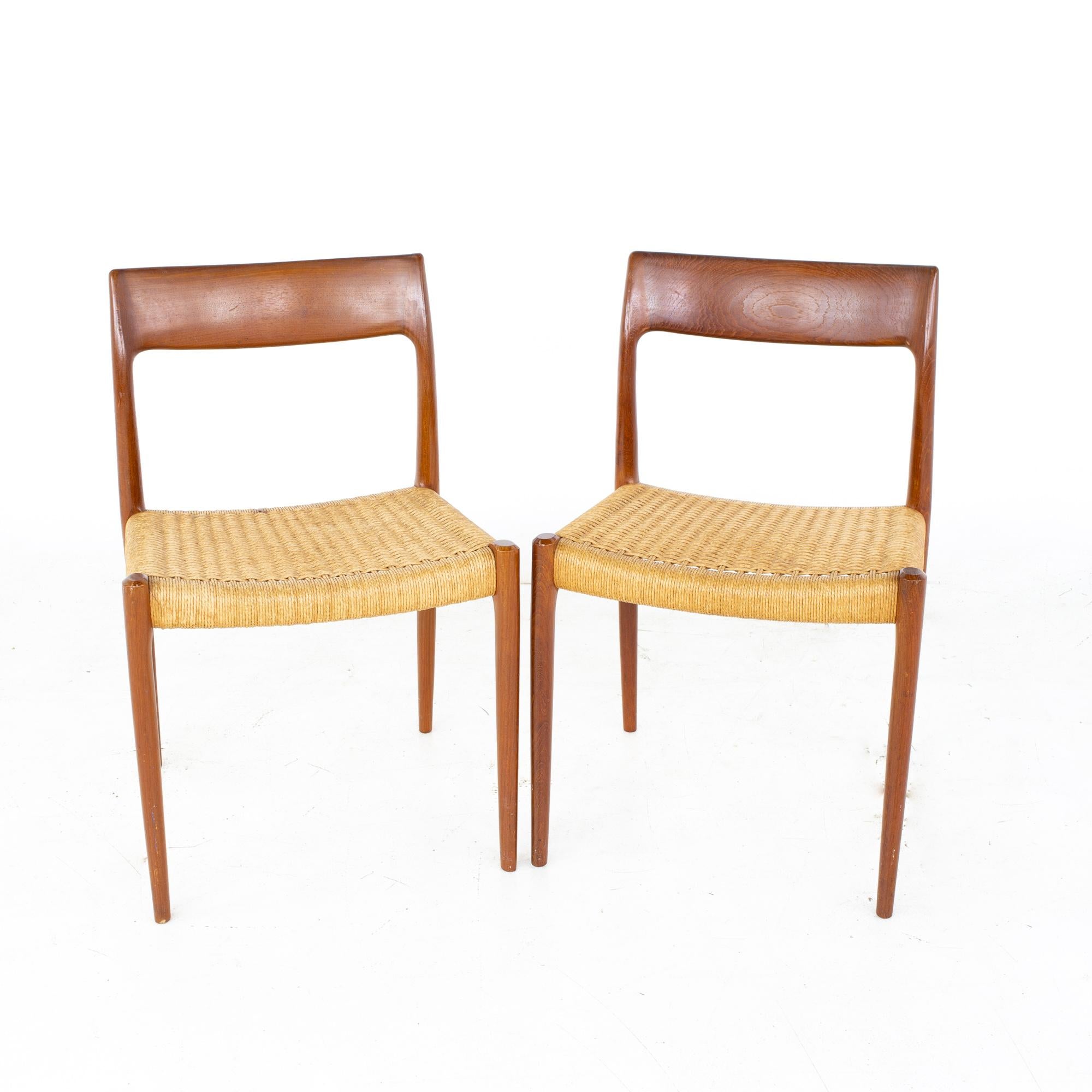 Niels Moller Model 77 Mid Century Teak Roped Dining Chairs, Set of 8 5