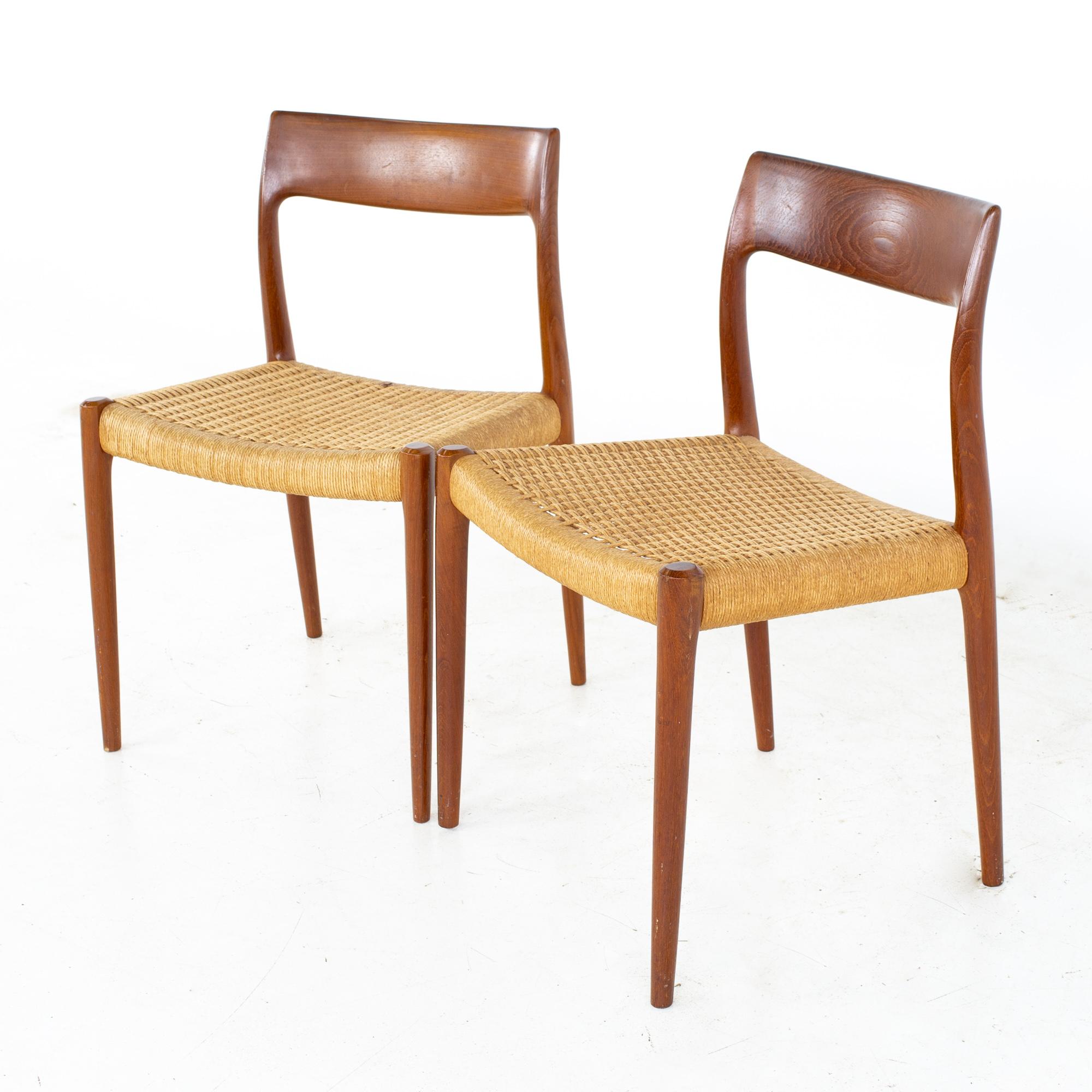 Niels Moller Model 77 Mid Century Teak Roped Dining Chairs, Set of 8 6