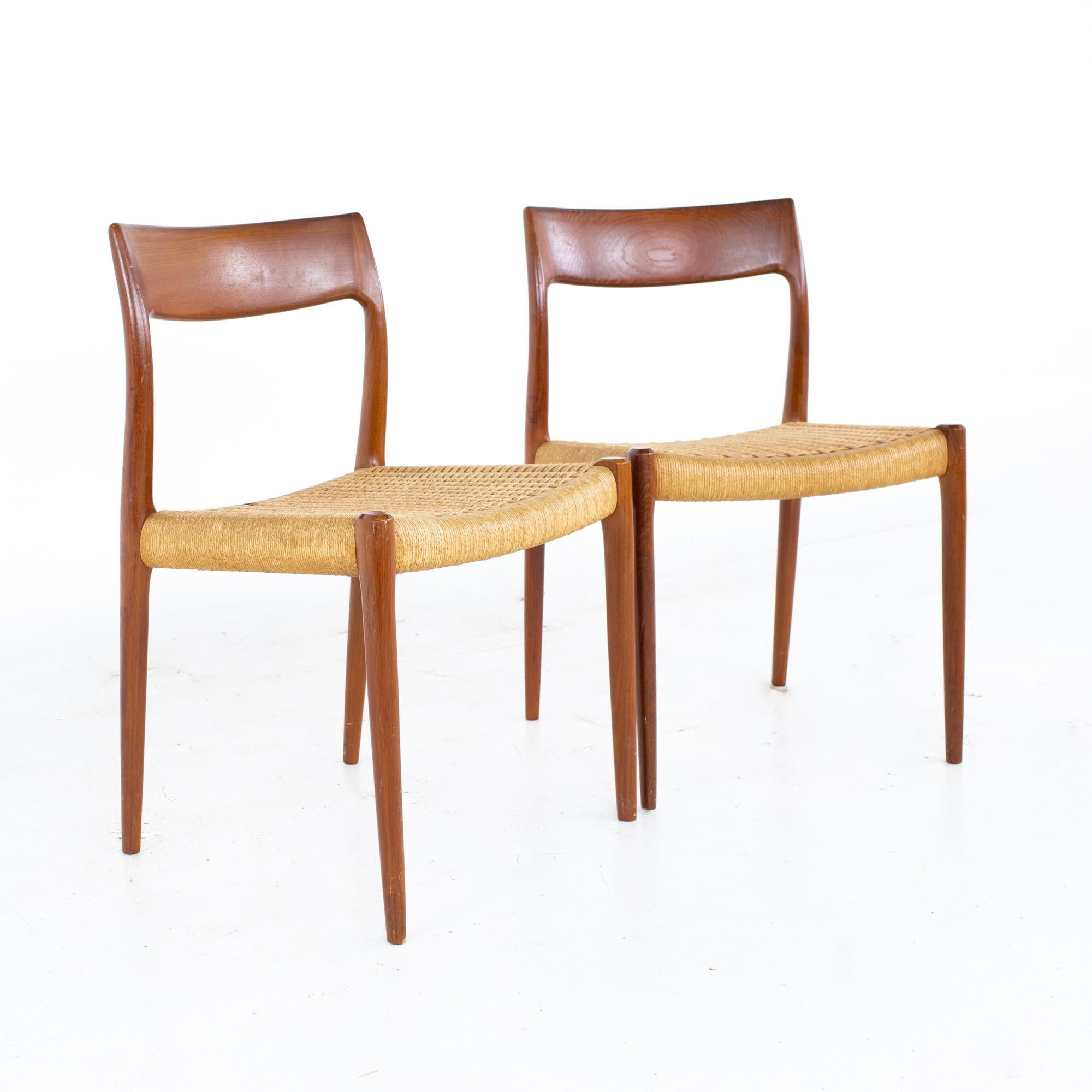 Niels Moller Model 77 Mid Century Teak Roped Dining Chairs, Set of 8 7