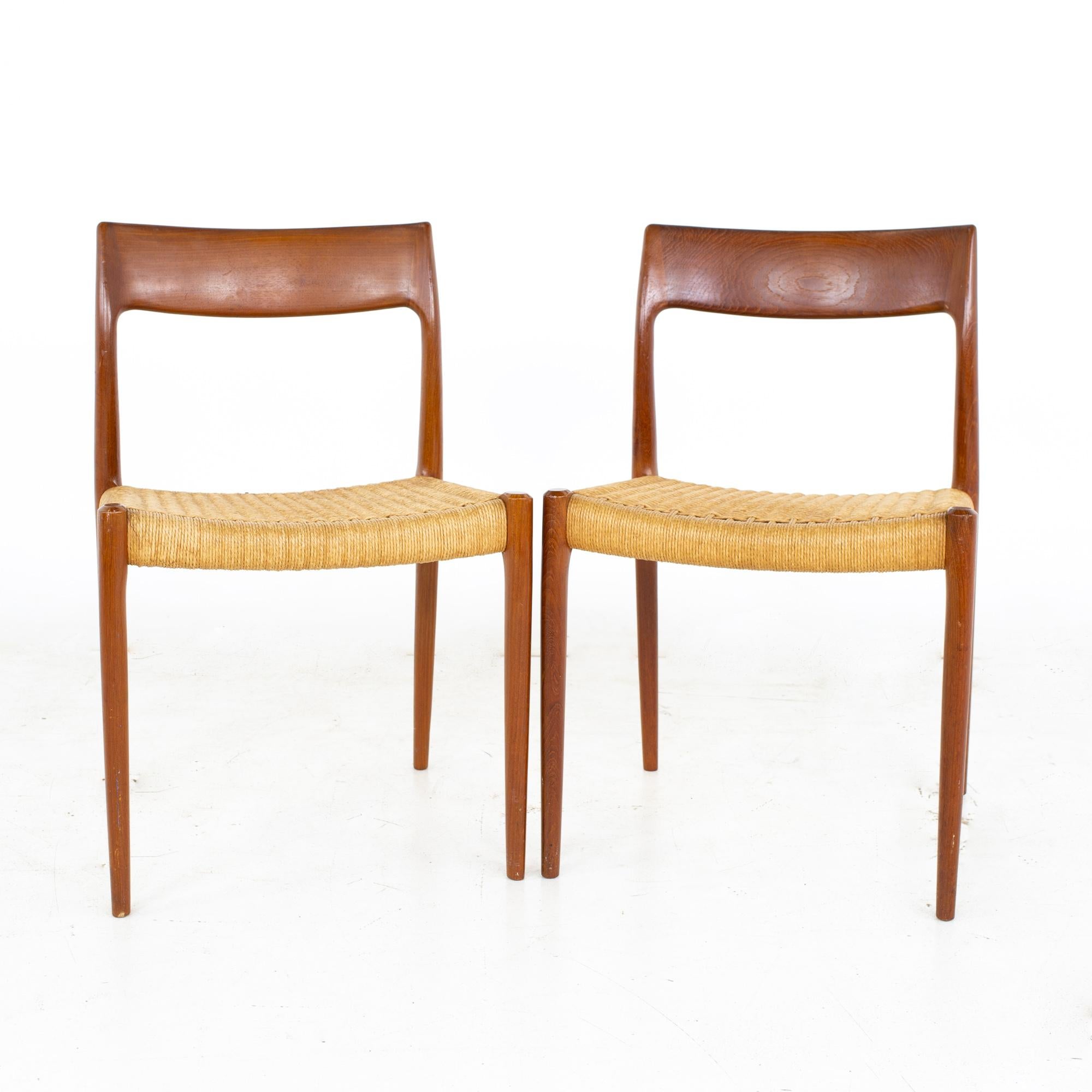 Niels Moller Model 77 Mid Century Teak Roped Dining Chairs, Set of 8 8