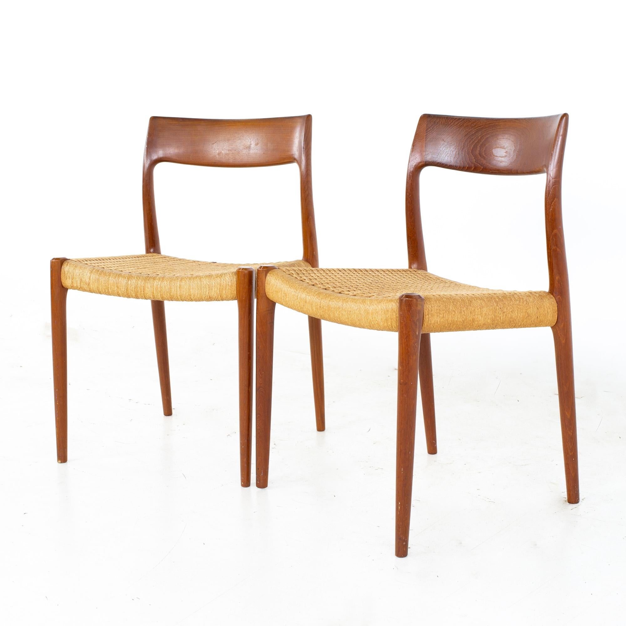Niels Moller Model 77 Mid Century Teak Roped Dining Chairs, Set of 8 9