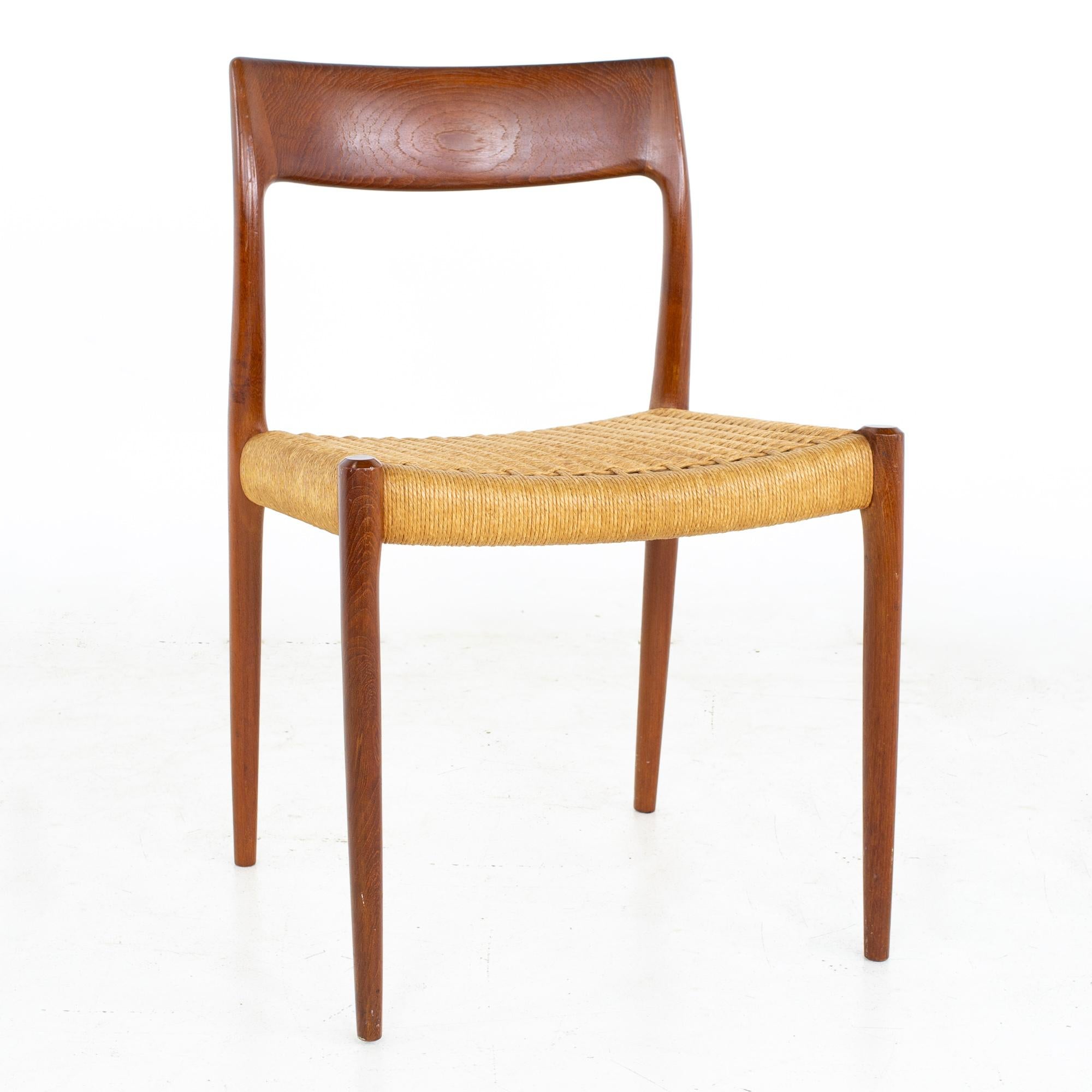 Niels Moller Model 77 Mid Century Teak Roped Dining Chairs, Set of 8 10
