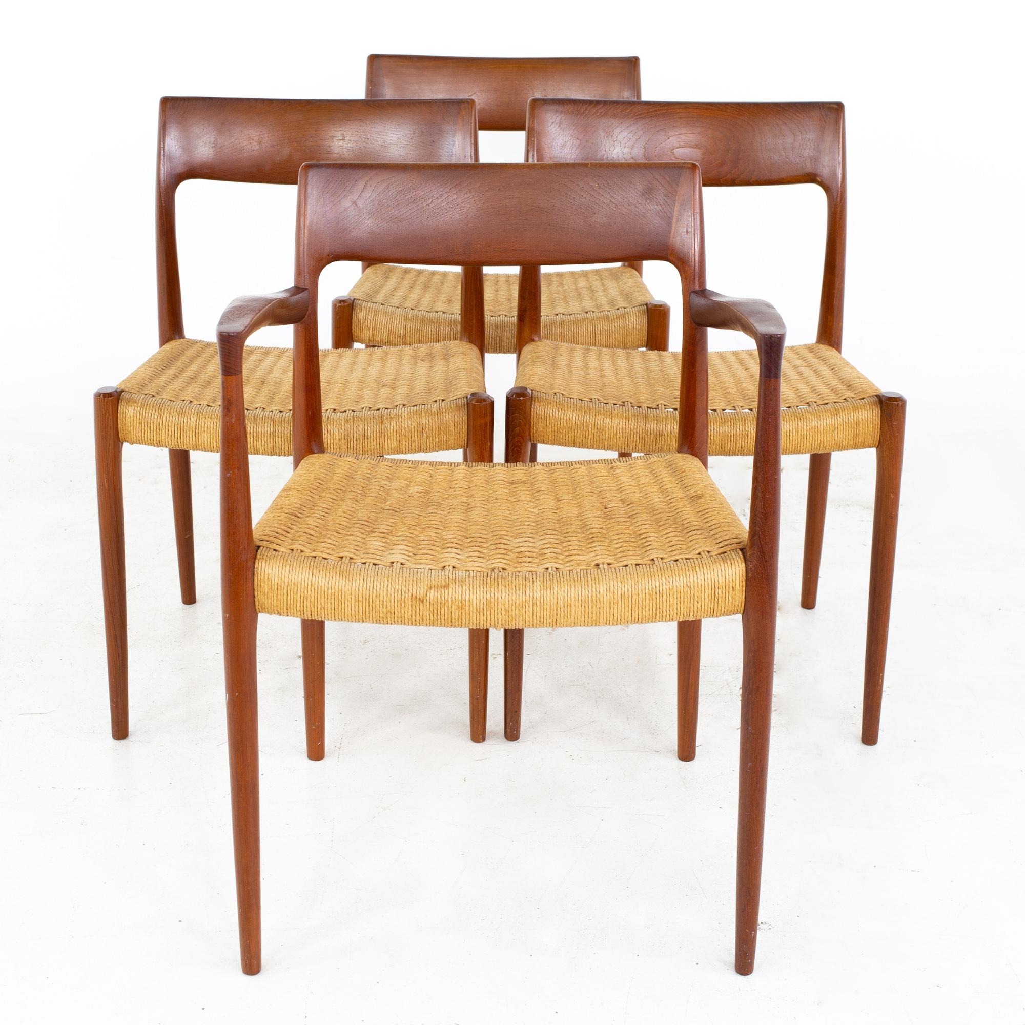 Niels Moller Model 77 Mid Century Teak Roped Dining Chairs, Set of 8 2