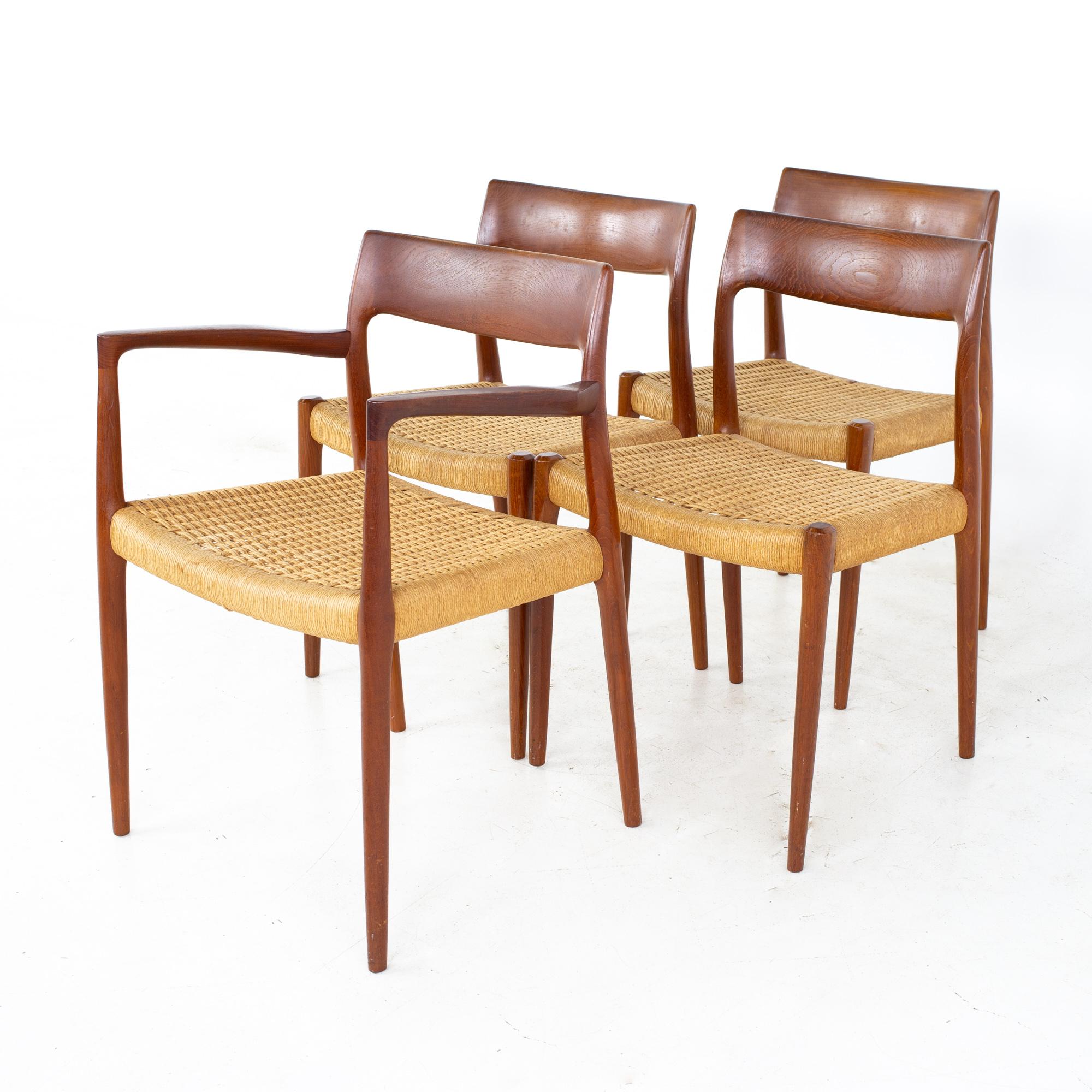 Niels Moller Model 77 Mid Century Teak Roped Dining Chairs, Set of 8 3