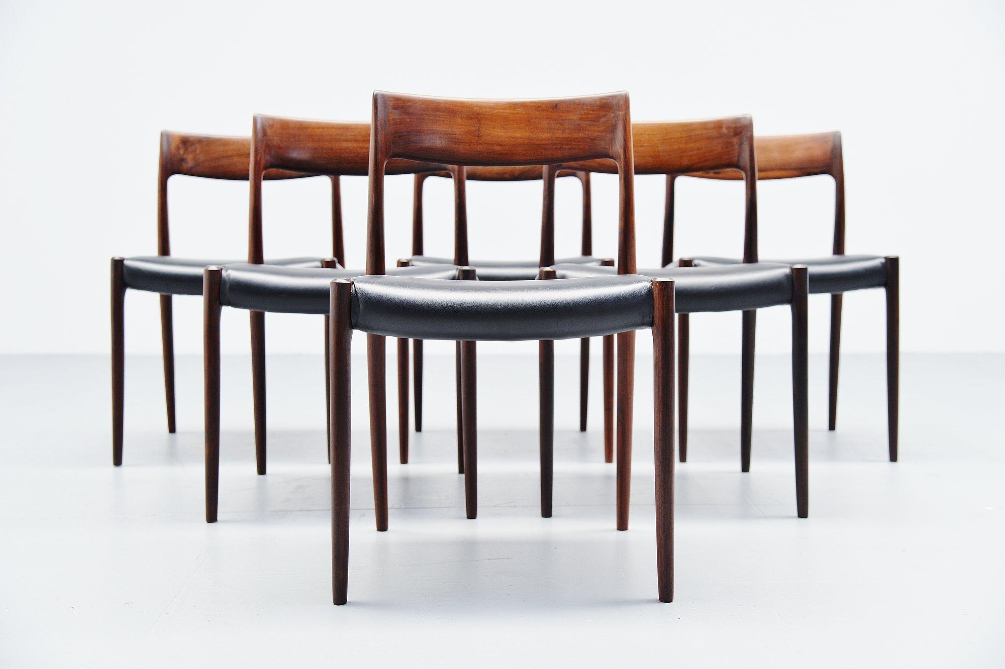 Scandinavian Modern Niels Moller Model 77 Rosewood Dining Chairs, Denmark, 1959