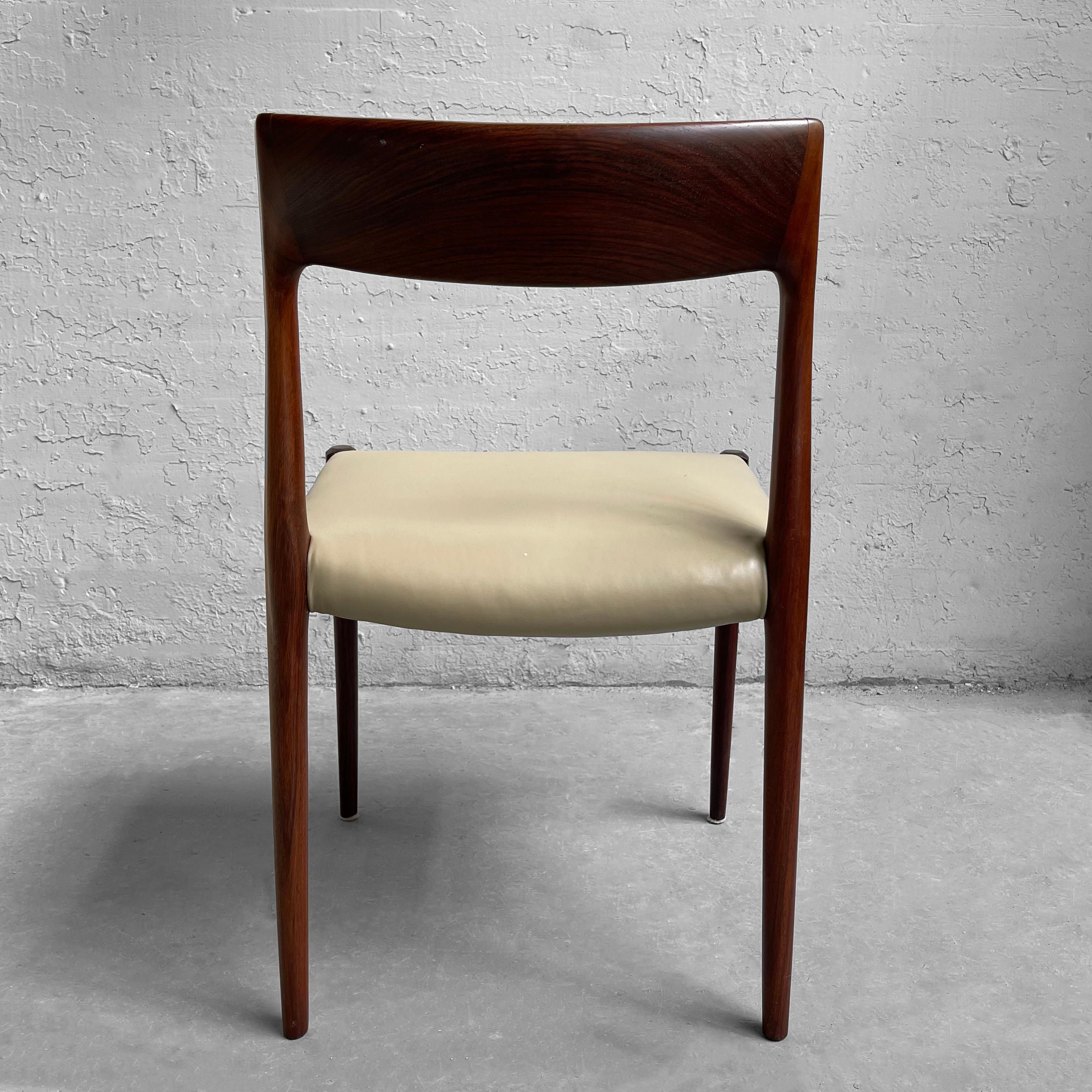 Scandinavian Modern Niels Moller Model 77 Rosewood Leather Dining Side Chair