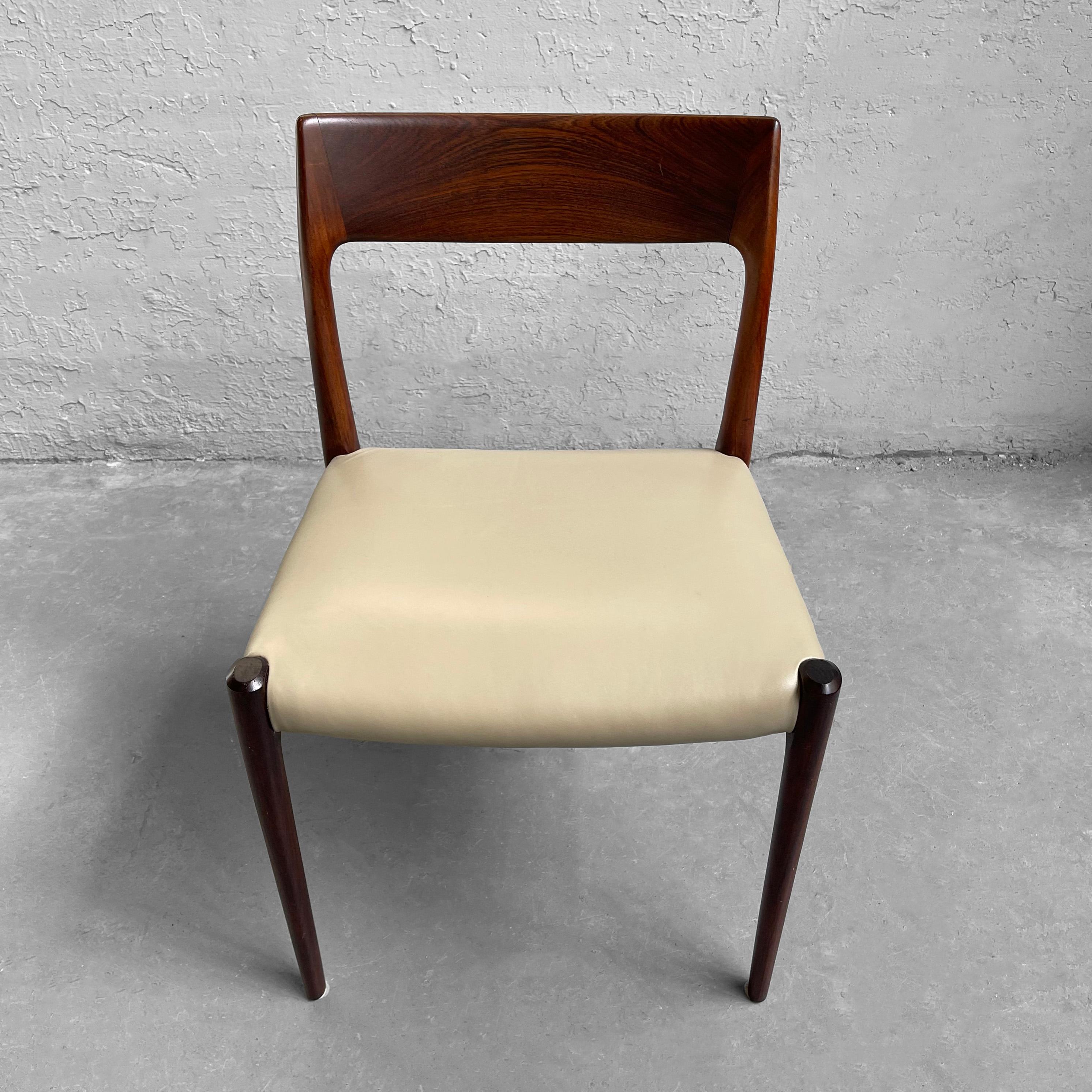 Danish Niels Moller Model 77 Rosewood Leather Dining Side Chair