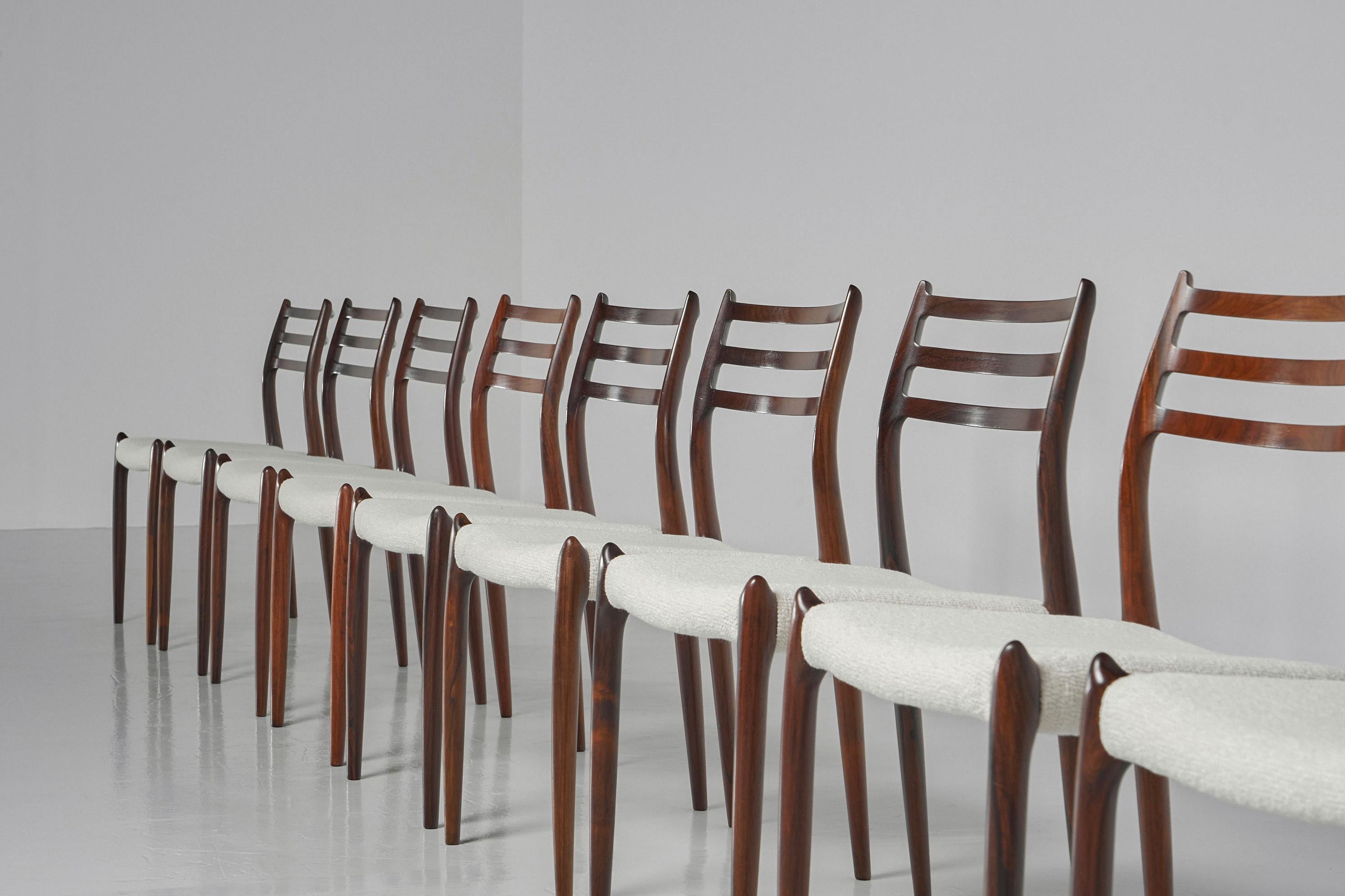 Upholstery Niels Moller Model 78 Dining Chairs 12x Denmark 1962