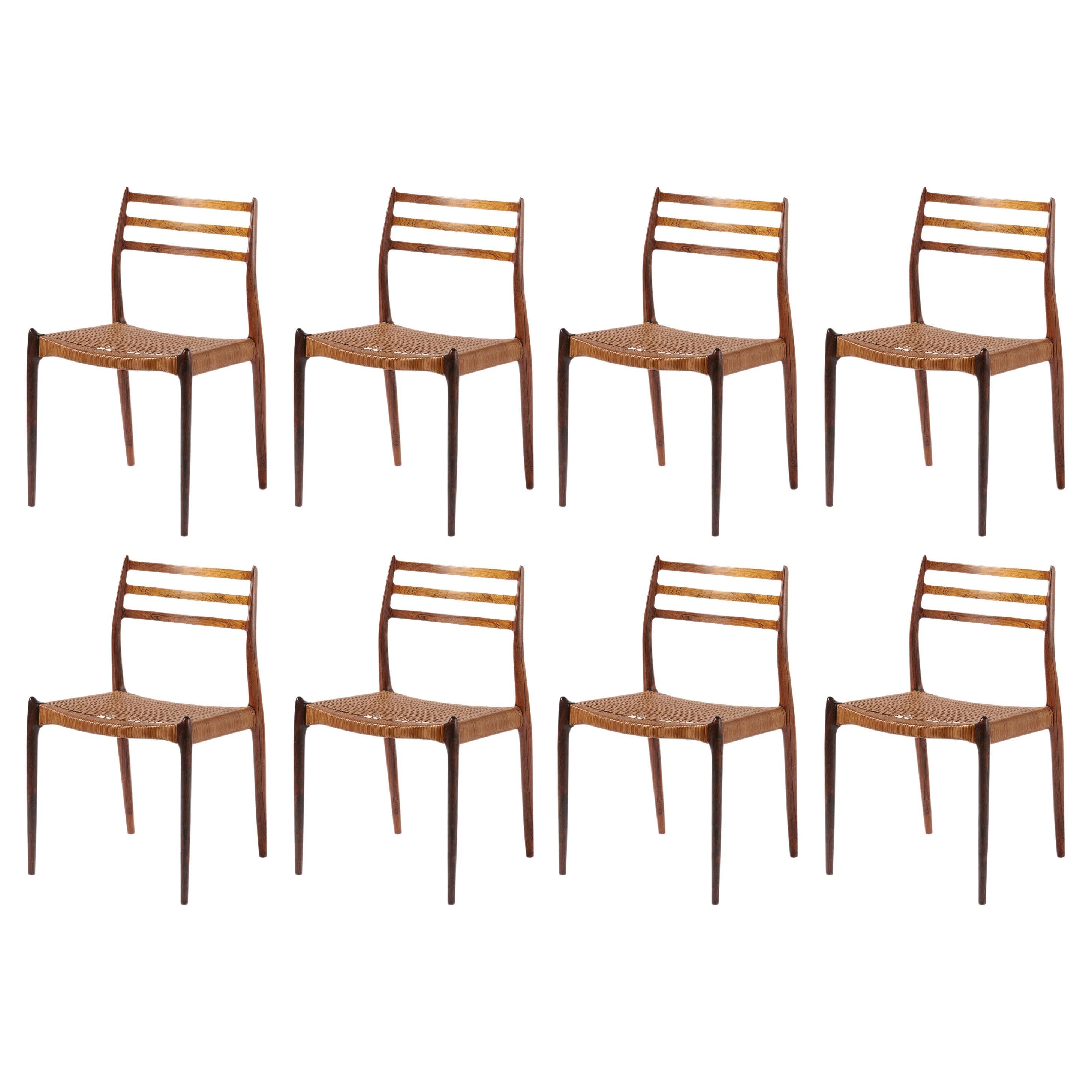 Niels Moller Model 78 Dining Chairs, Rosewood & Leather Cord, 1960s