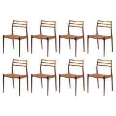 Niels Moller Model 78 Dining Chairs, Rosewood & Leather Cord, 1960s
