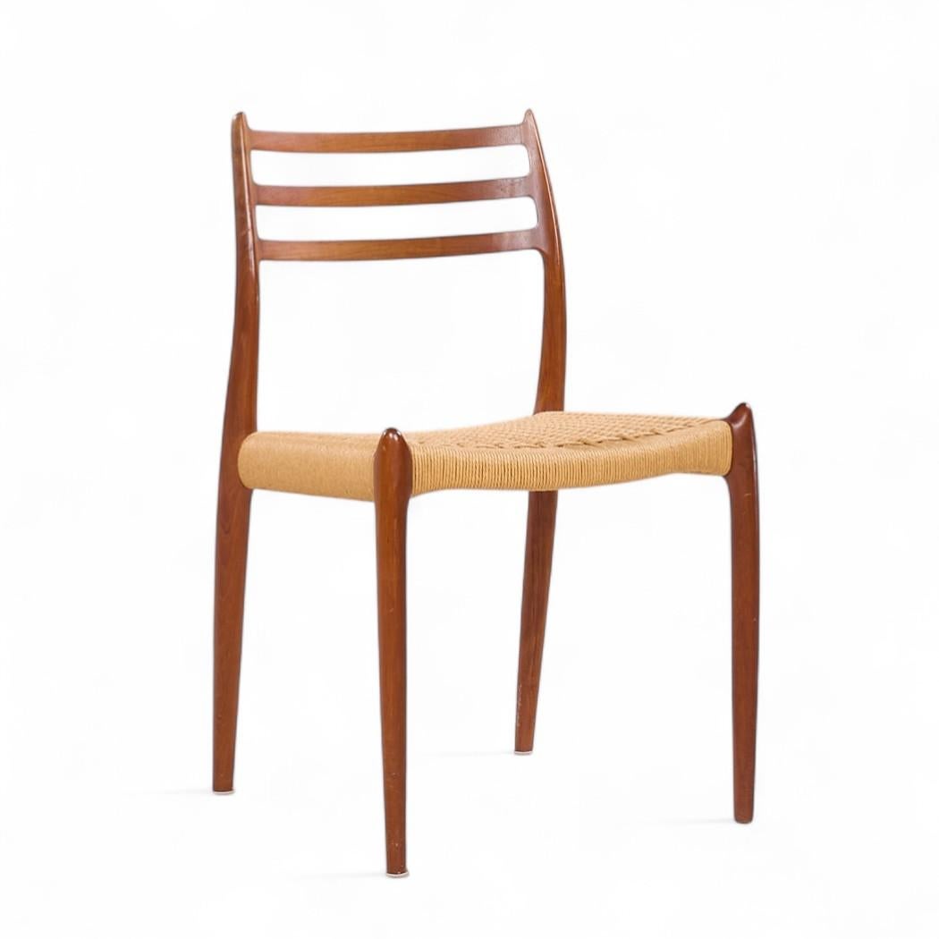 Danese Niels Moller Model 78 - Sedie da pranzo danesi in teak e corda - Set di 8 in vendita