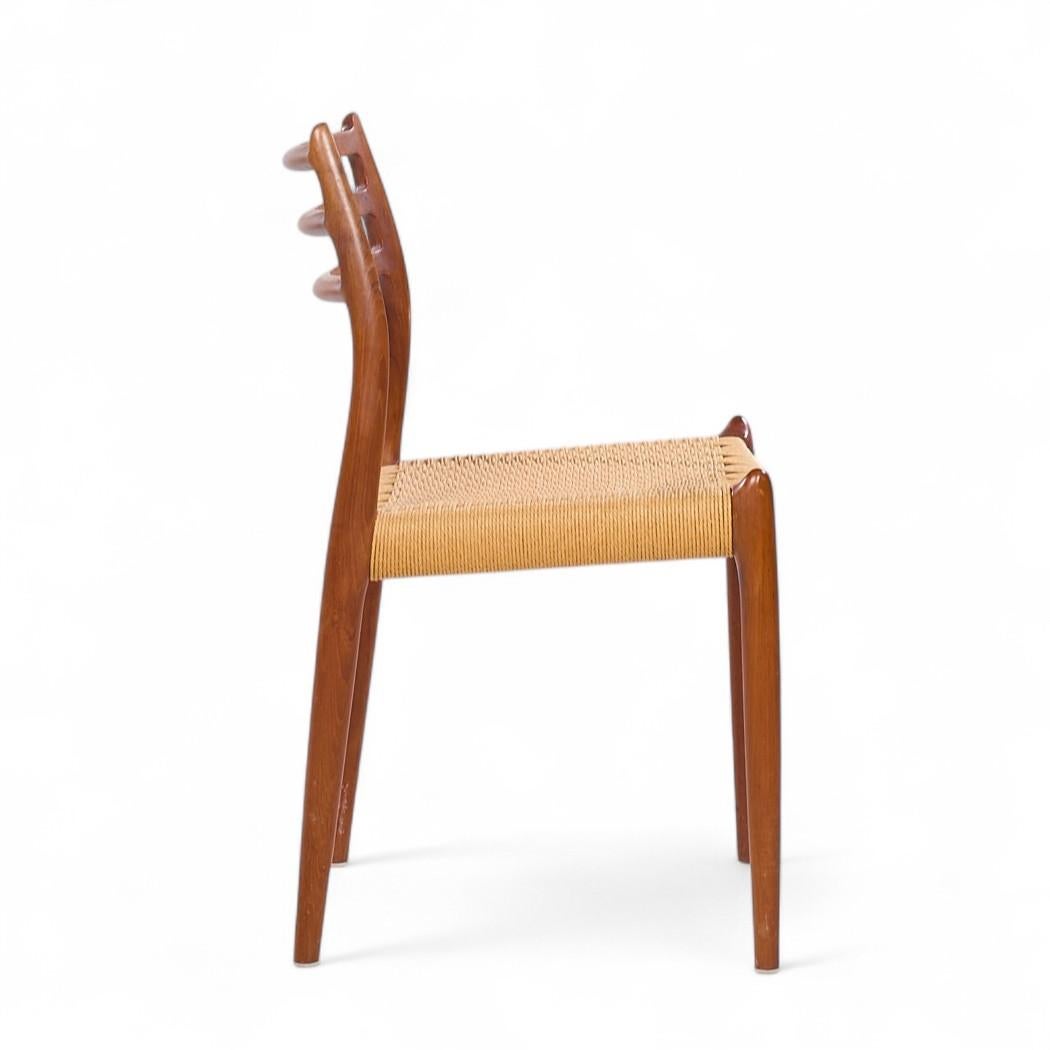 Corda Niels Moller Model 78 - Sedie da pranzo danesi in teak e corda - Set di 8 in vendita