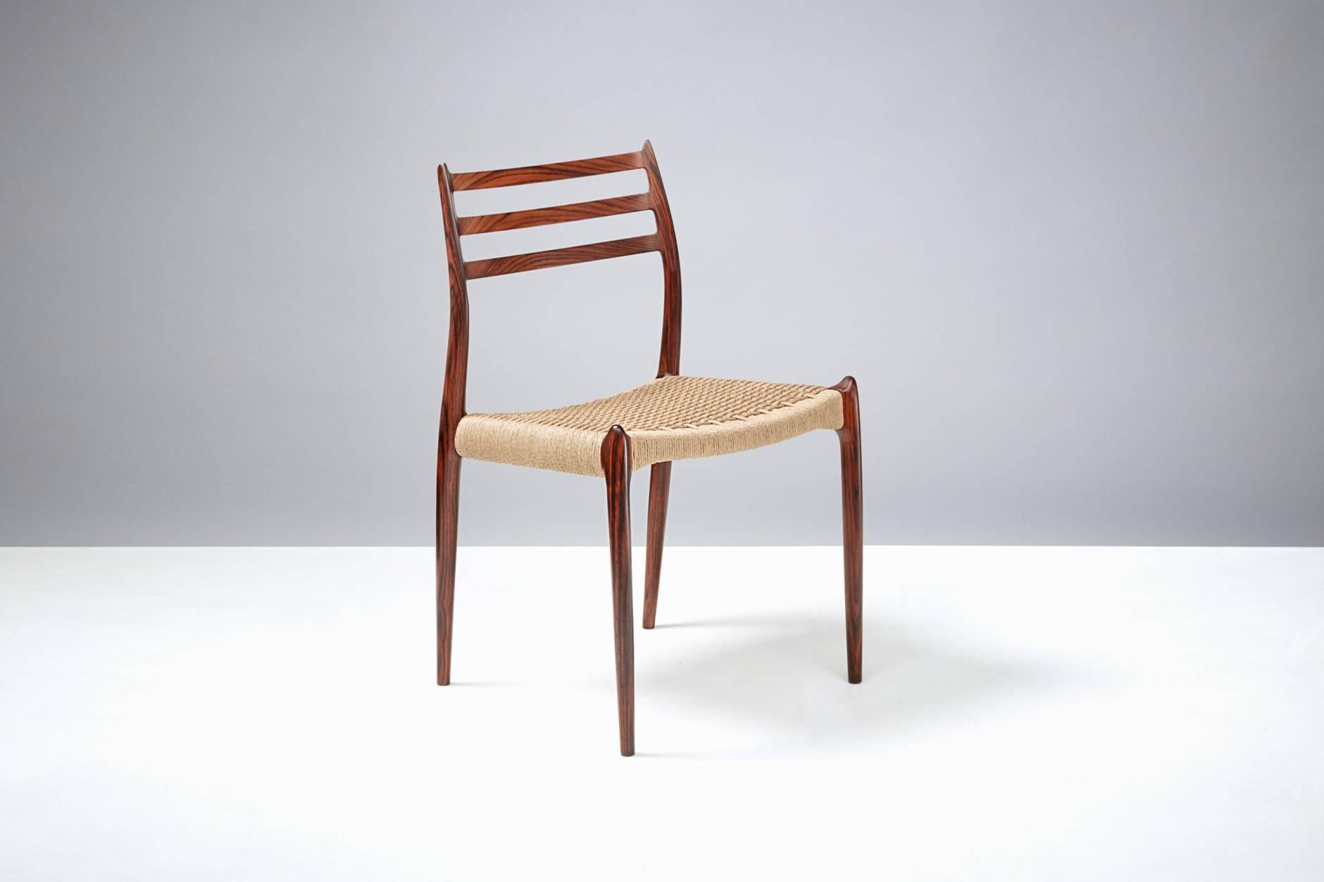 Scandinavian Modern Niels Møller Model 78 Rosewood Papercord Chairs For Sale