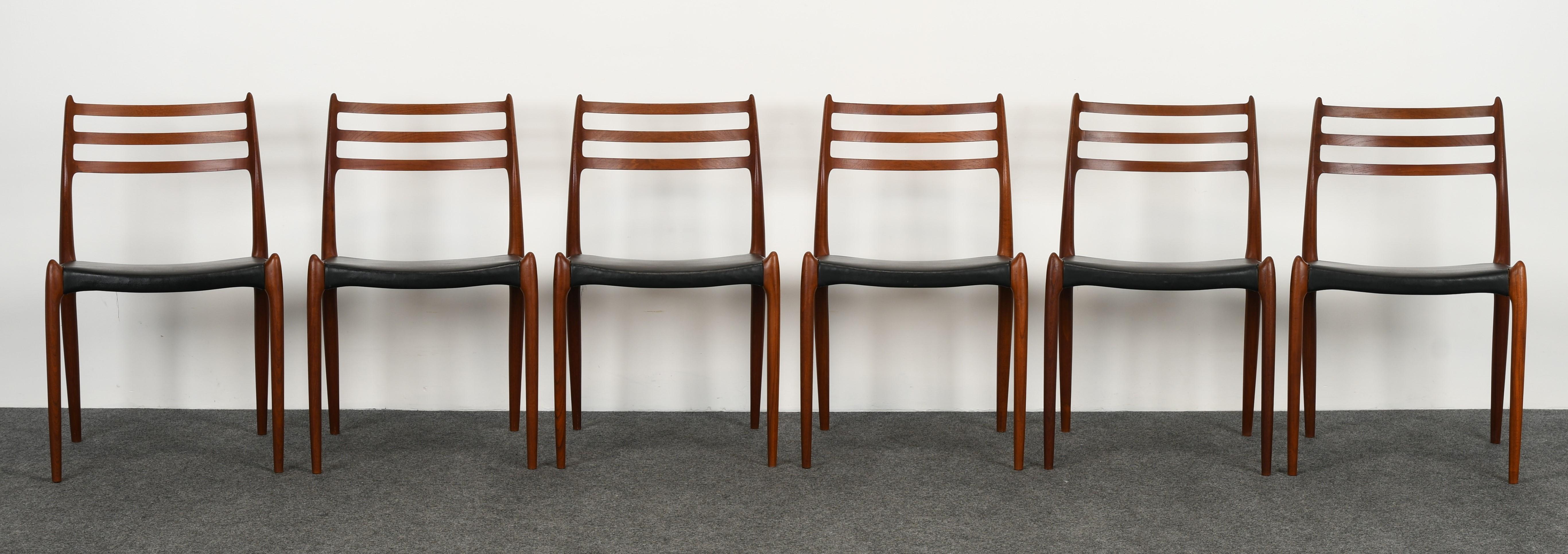 Scandinavian Modern Niels Moller Model 78 Teak Dining Chairs for J L Mollers Mobelfabrik, 1960s