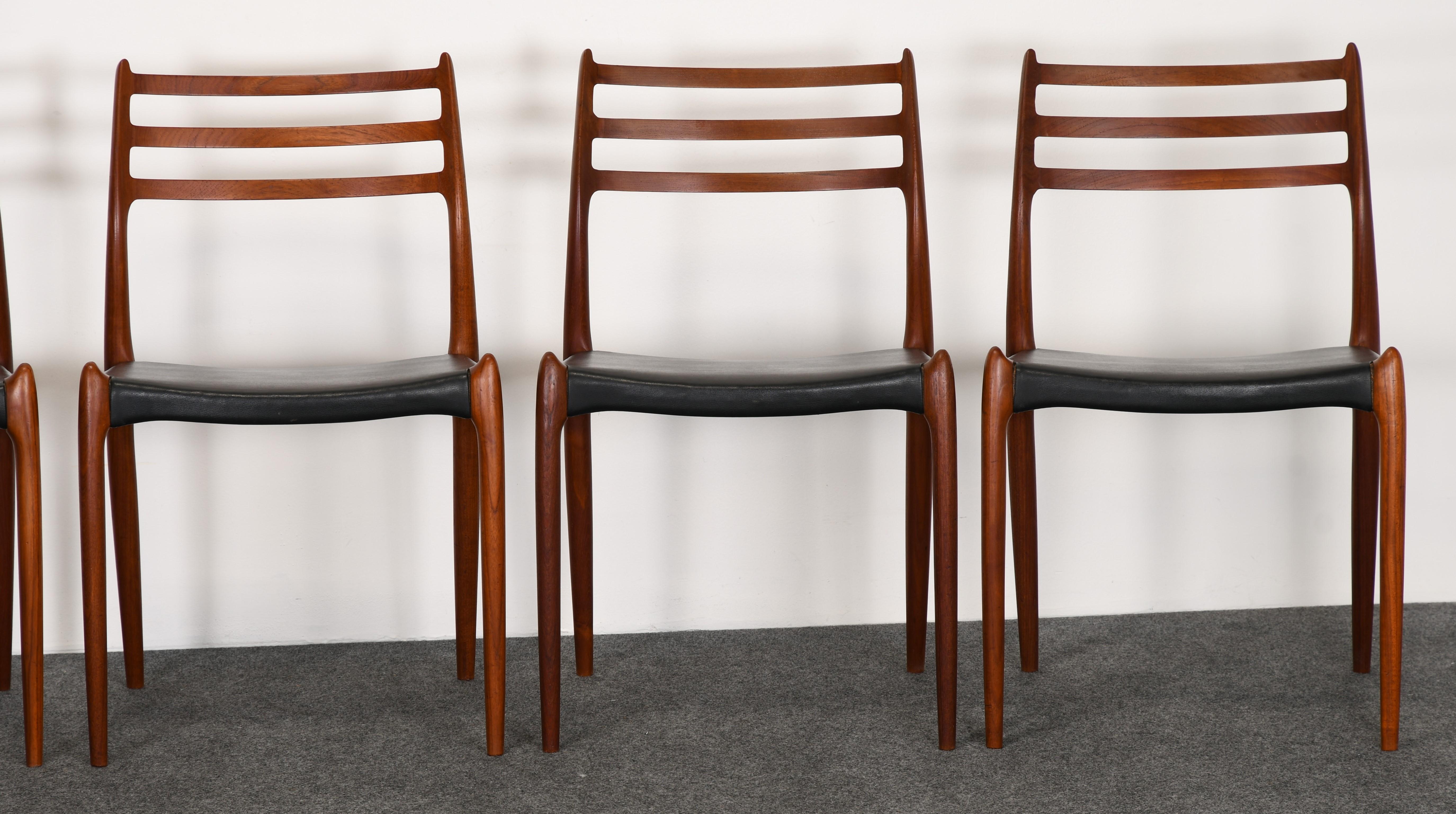 Niels Moller Model 78 Teak Dining Chairs for J L Mollers Mobelfabrik, 1960s In Good Condition In Hamburg, PA