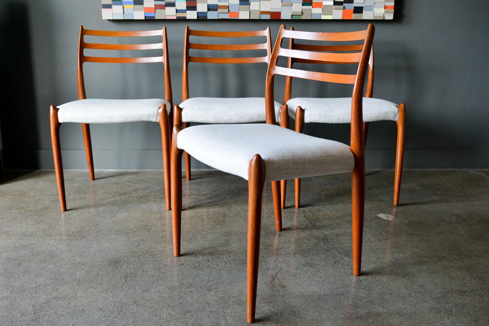 Scandinavian Modern Niels Moller Model 78 Teak Dining Chairs, Set of 4, circa 1960