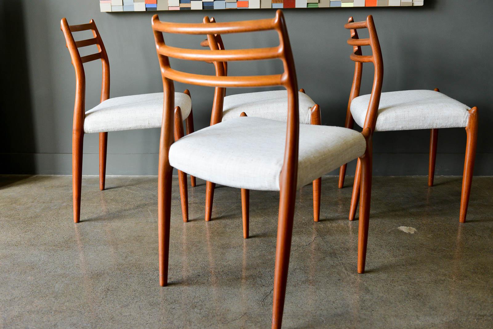Niels Moller Model 78 Teak Dining Chairs, Set of 4, circa 1960 In Good Condition In Costa Mesa, CA