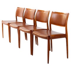 Chaises de salle à manger en bois de rose Niels Möller modèle 80