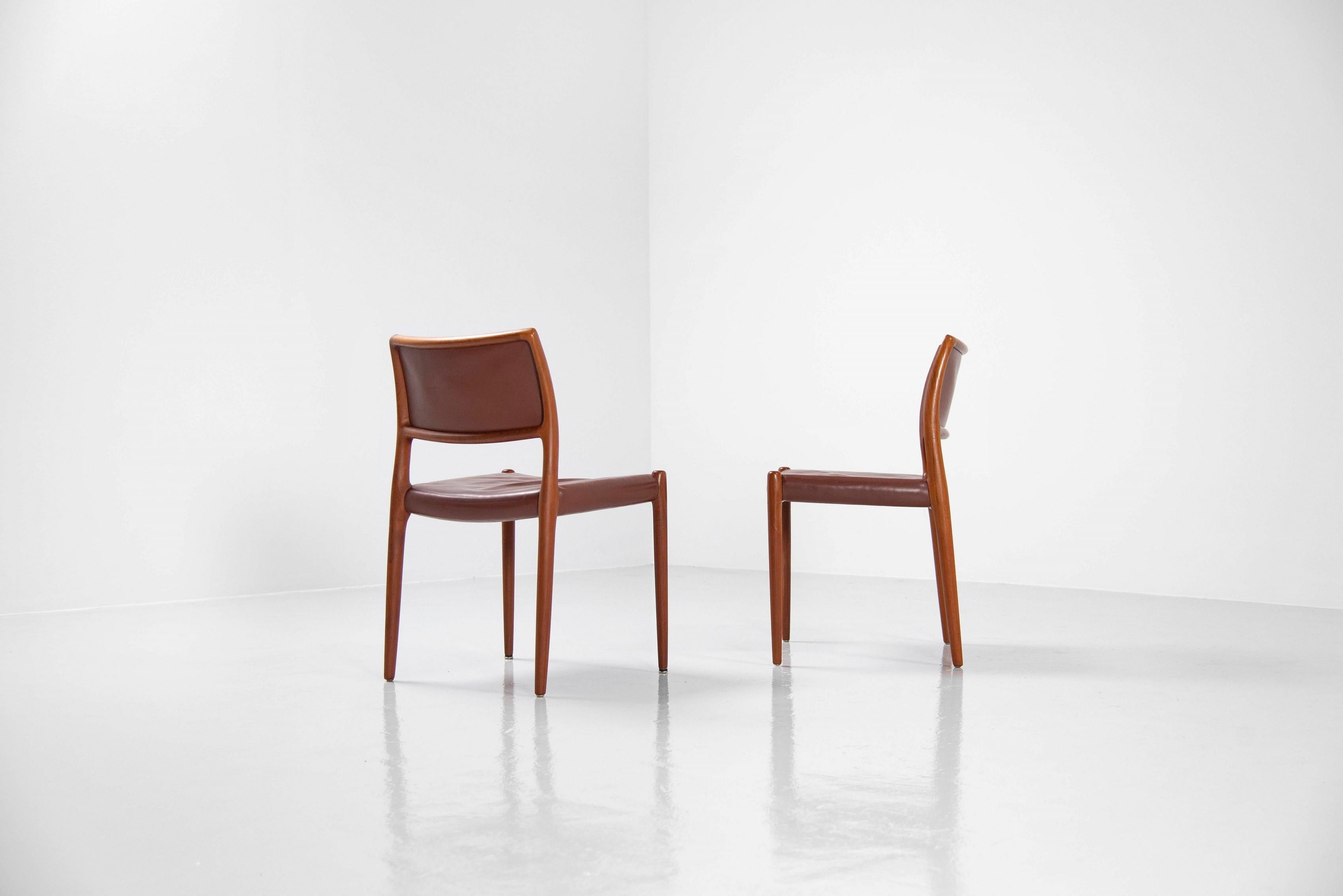 Niels Moller Model 80 teak chairs 6x Denmark 1966 1